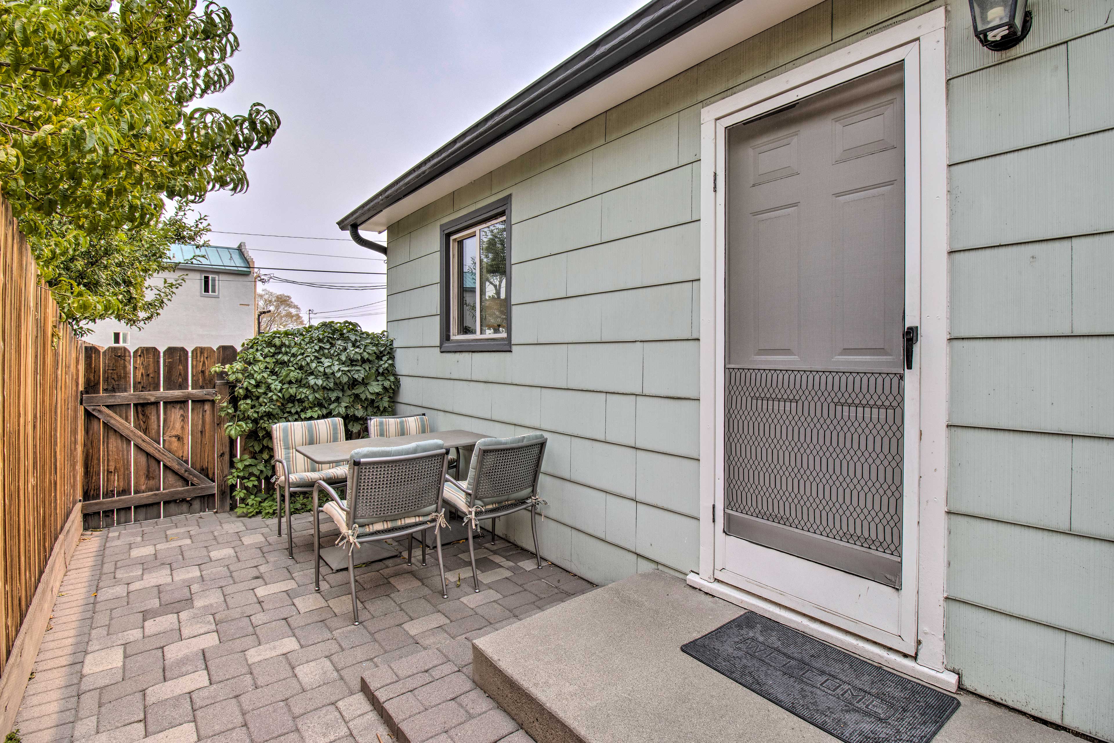 Patio | Outdoor Dining Area | Charcoal Grill | Storage Unit