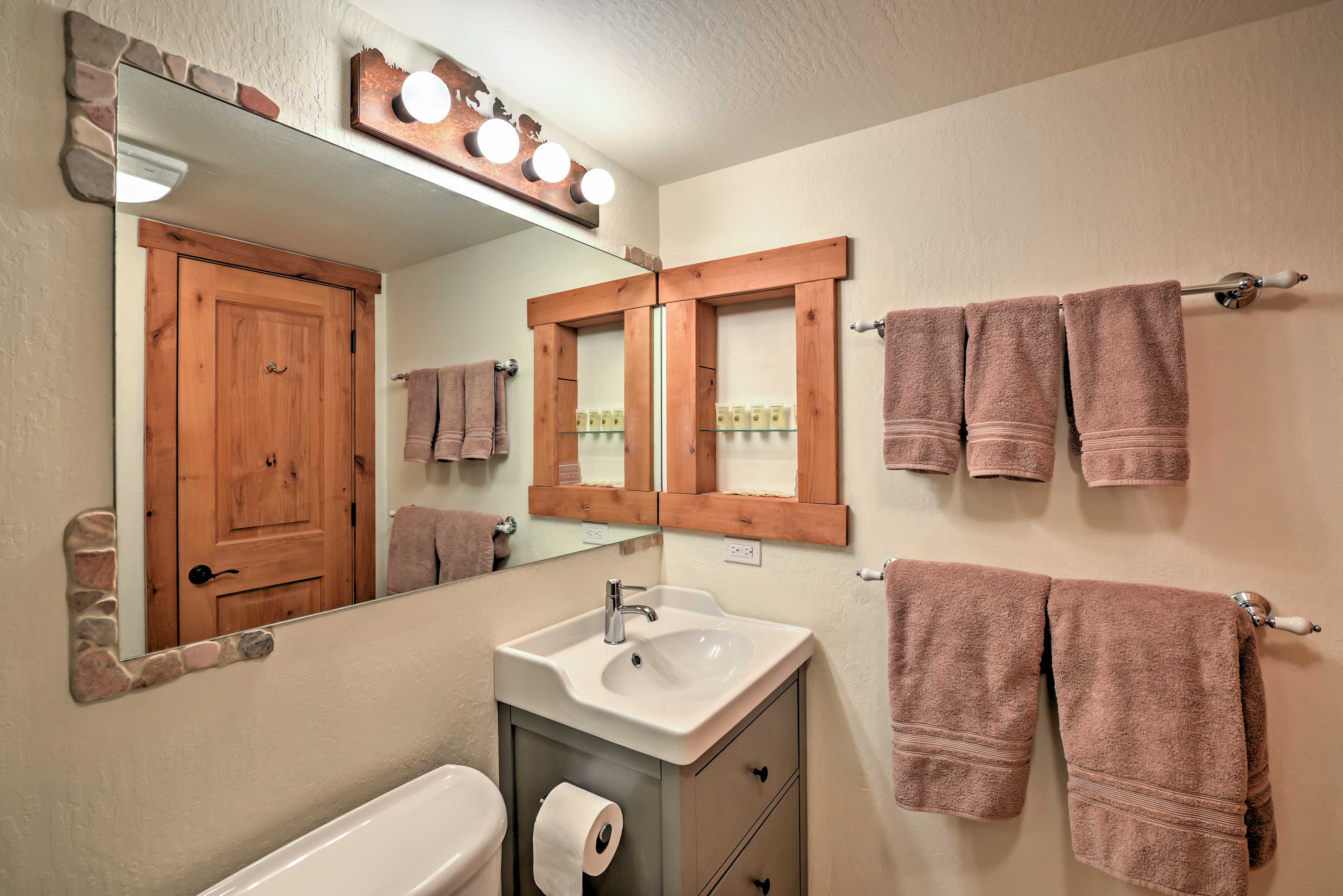 Wash up before bed in this second bathroom.