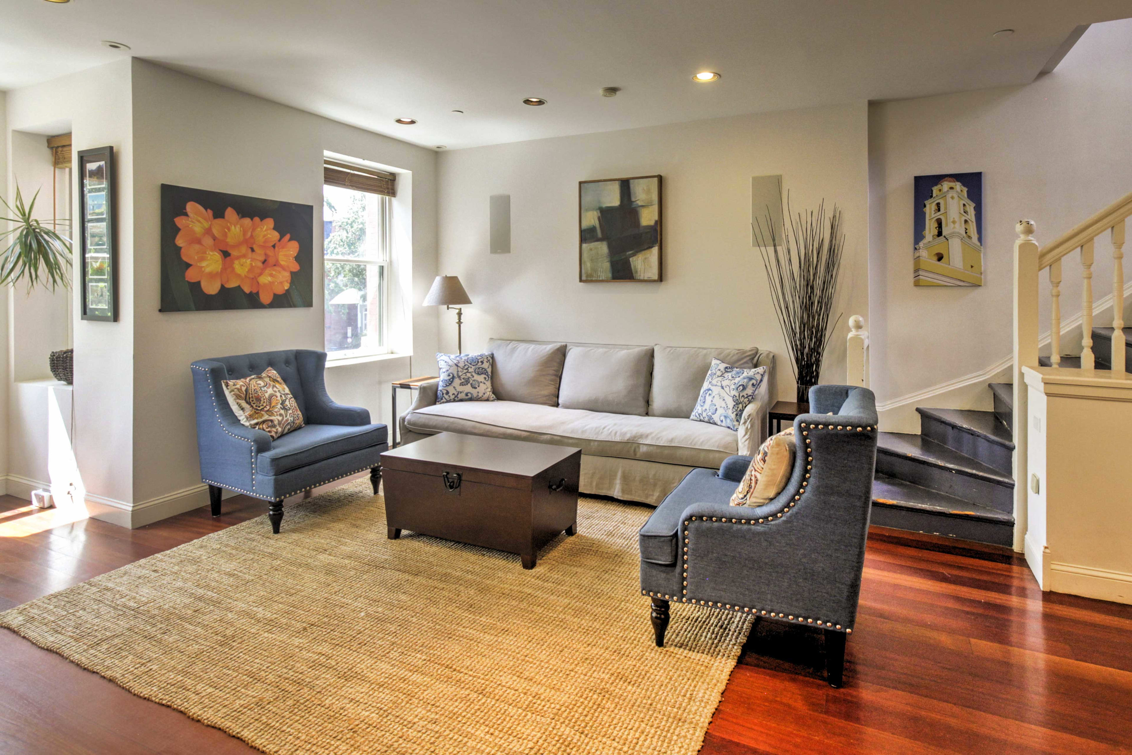 During your downtime, relax in the bright and open living room.
