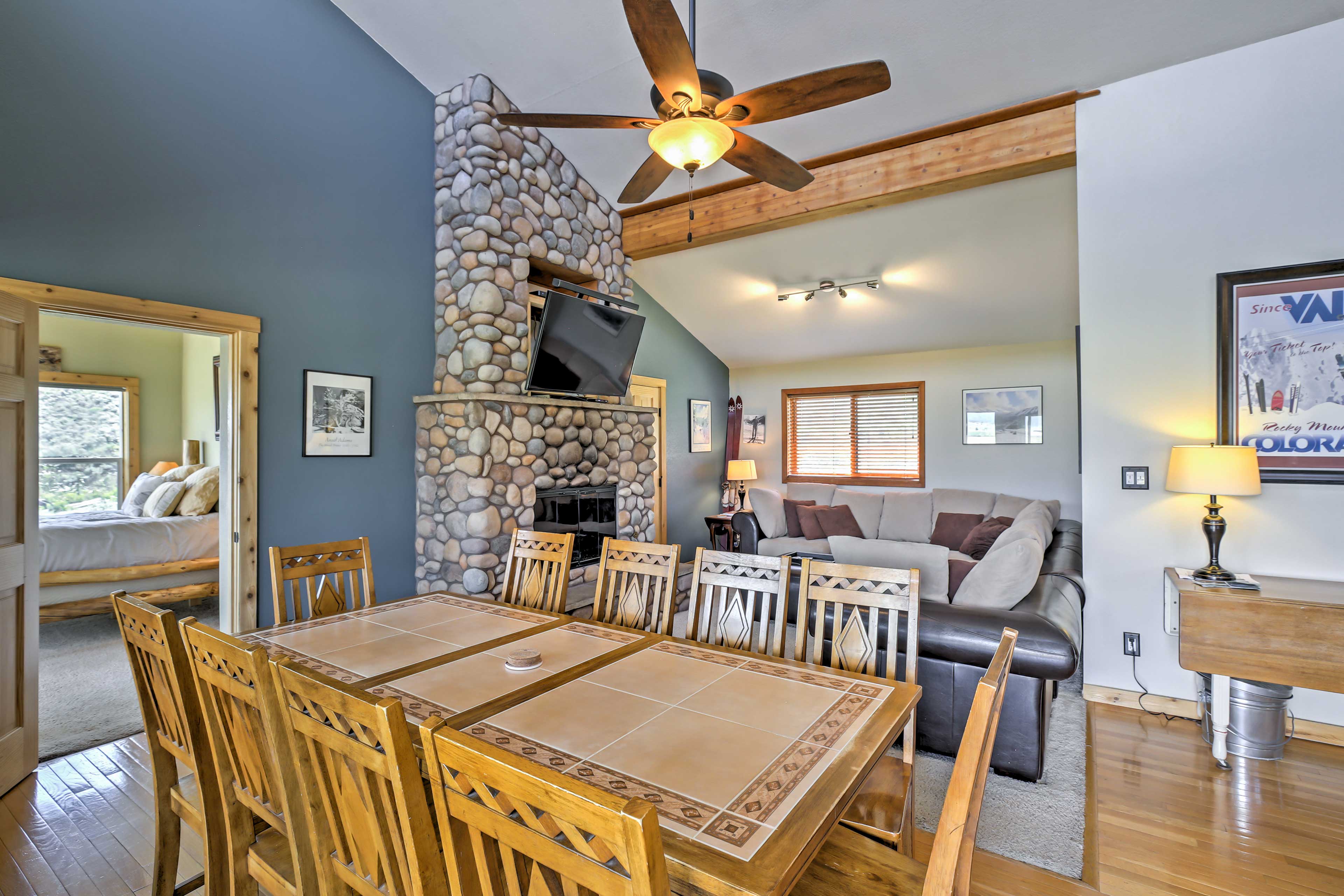 The 8-person dining room is great for your formal meals throughout your stay.