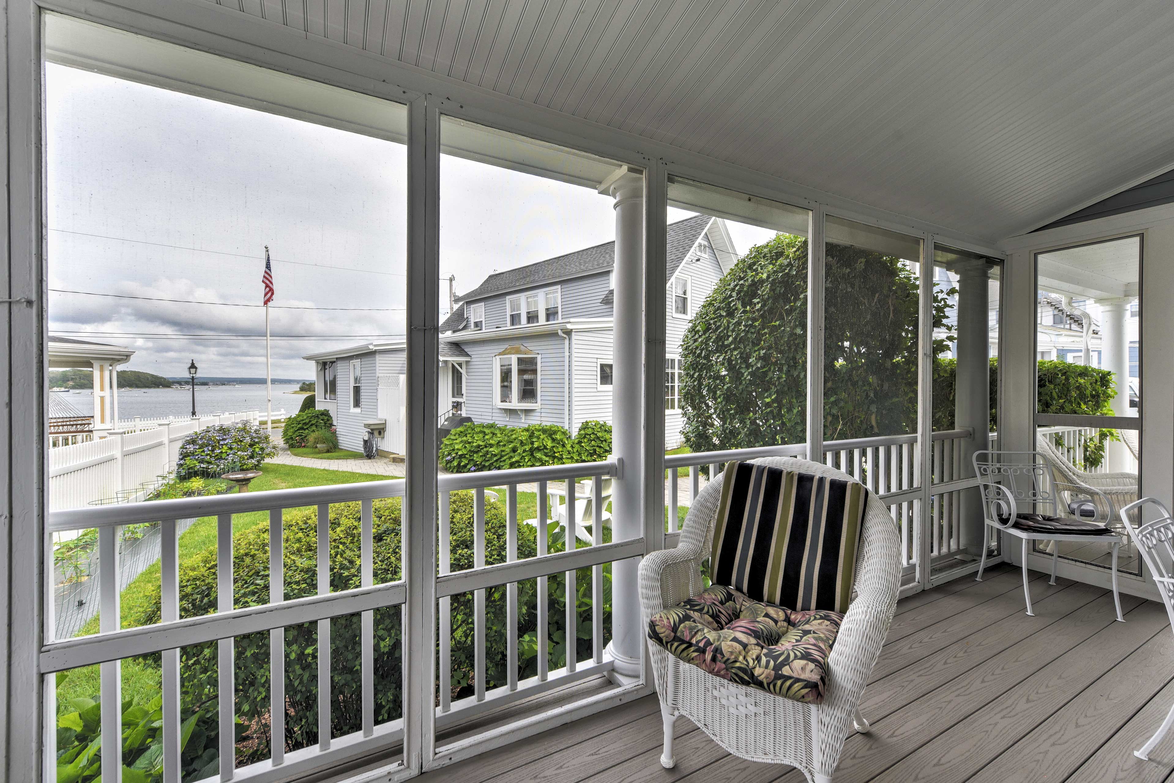 You'll love lounging on the porch overlooking Onset Bay.