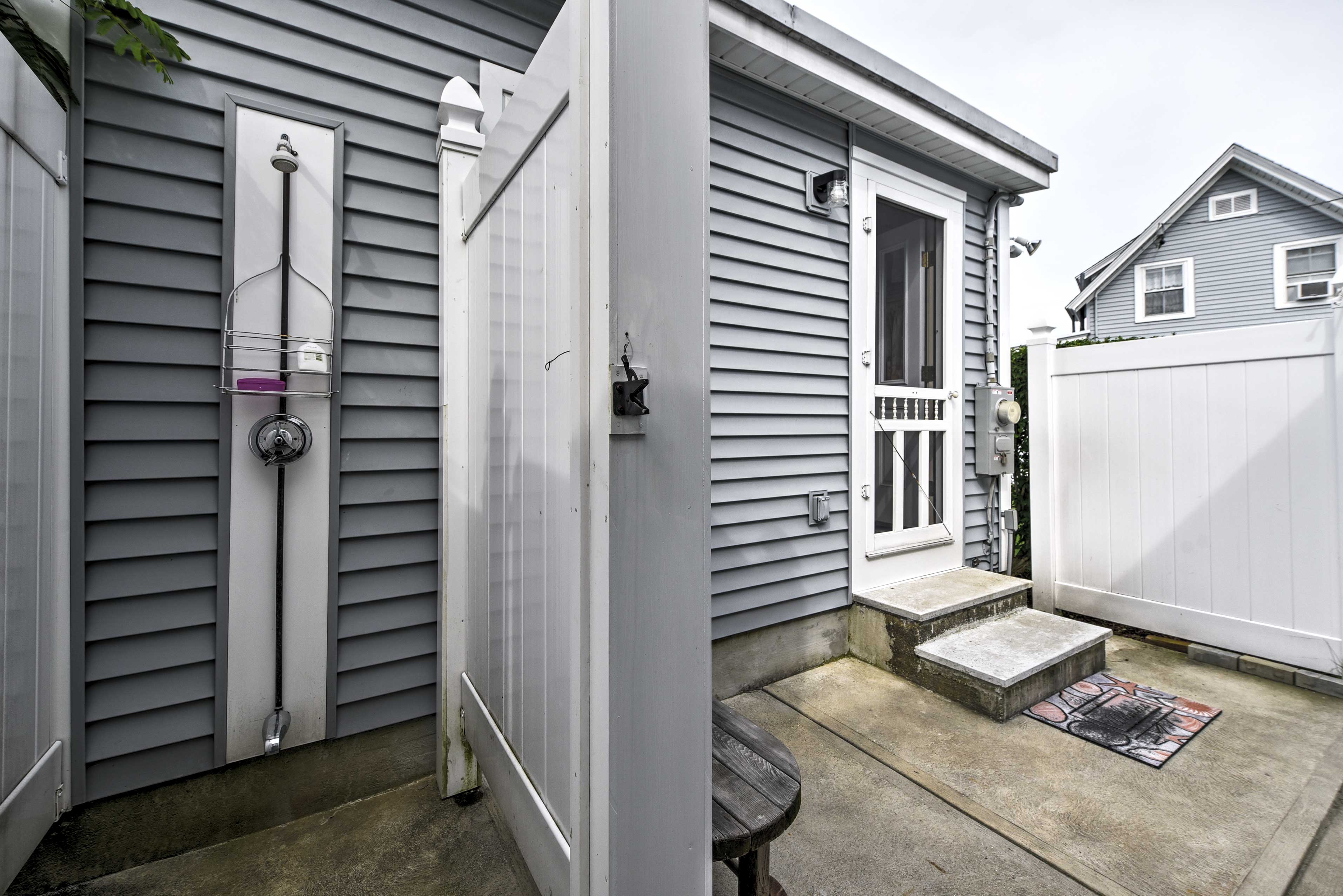 Rinse off the sand from your day at the beach in this outdoor shower.