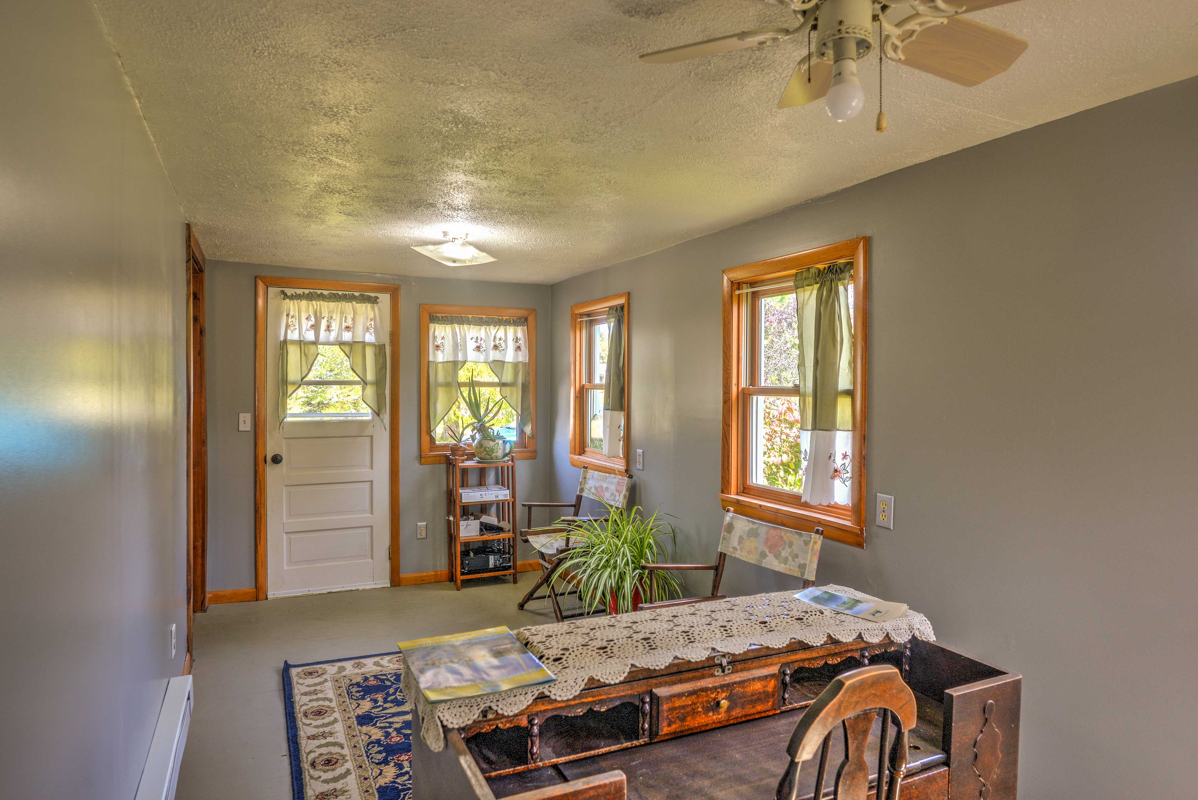 The antique desk adds some flare to the home!