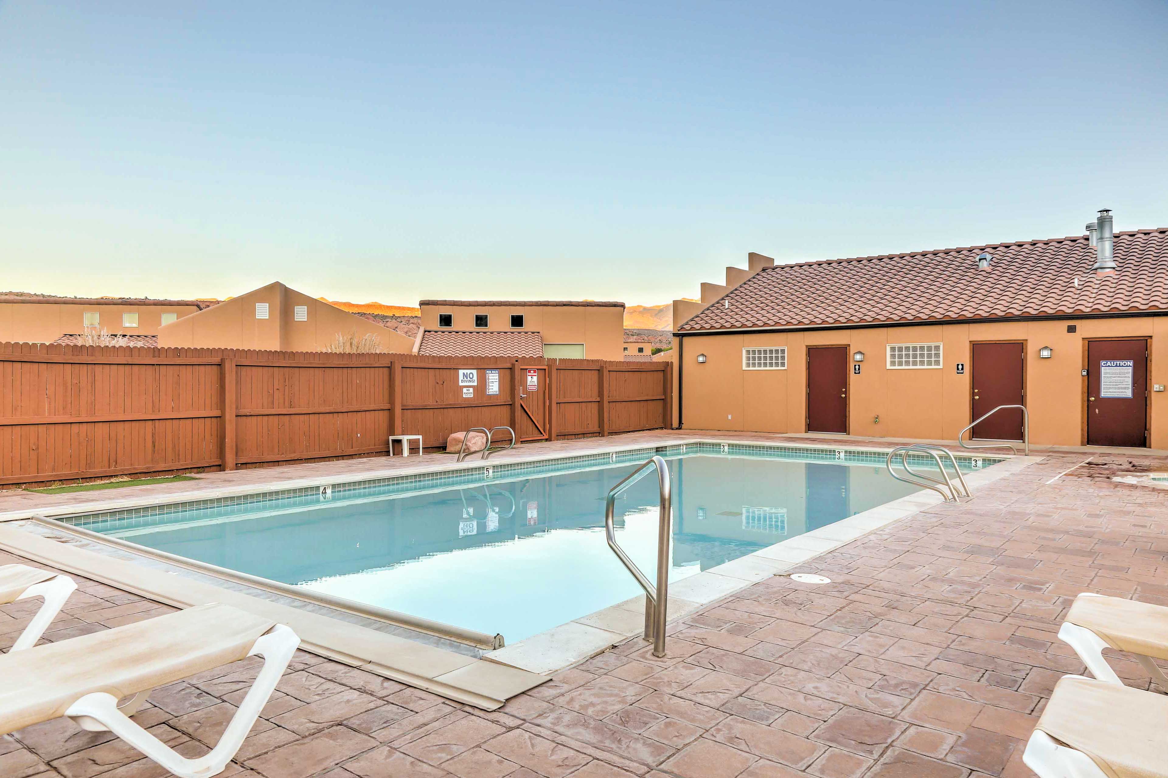 During the summer, soak up the sun next to the community pool.