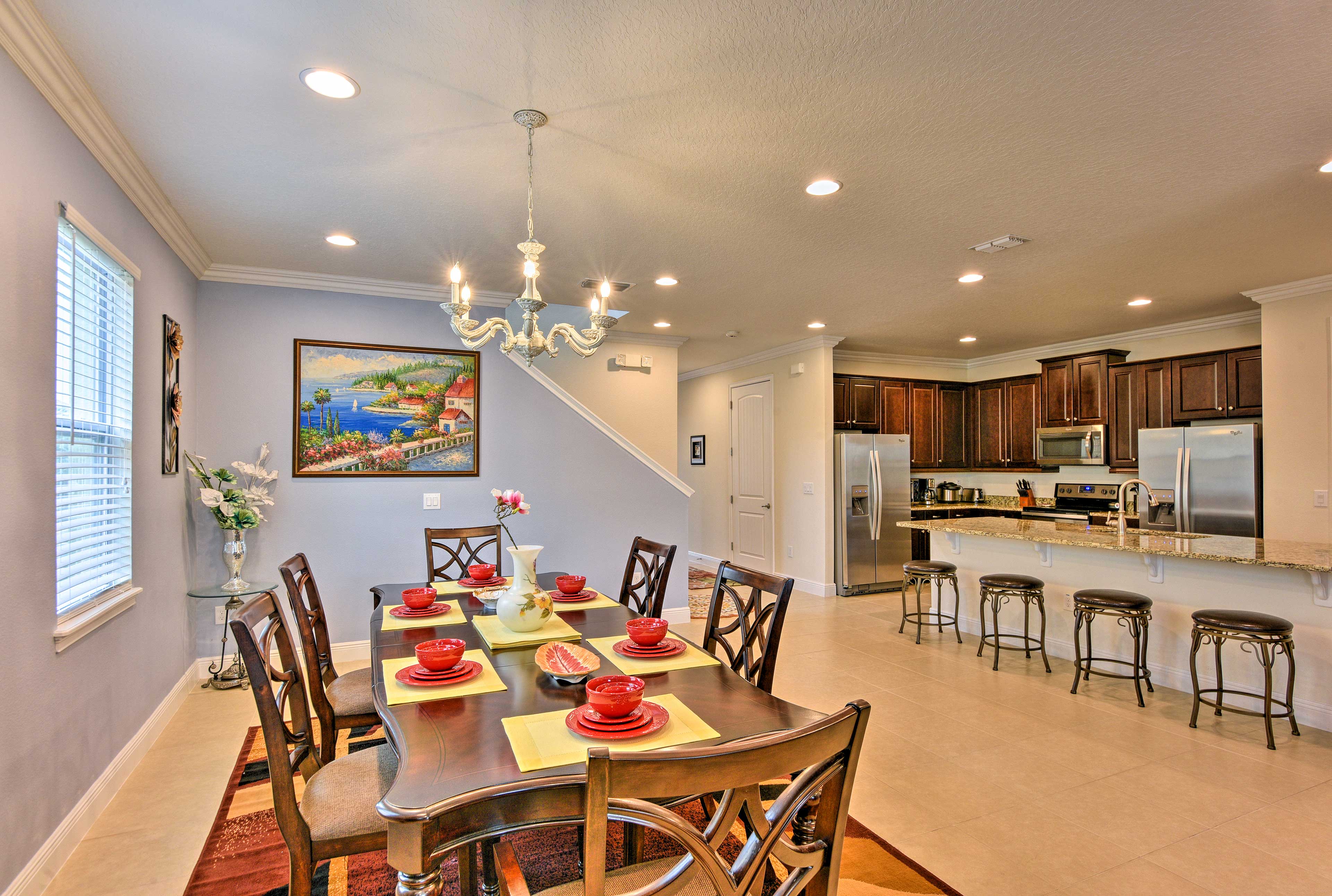 Savor homemade family meals around the 6-person dining table.