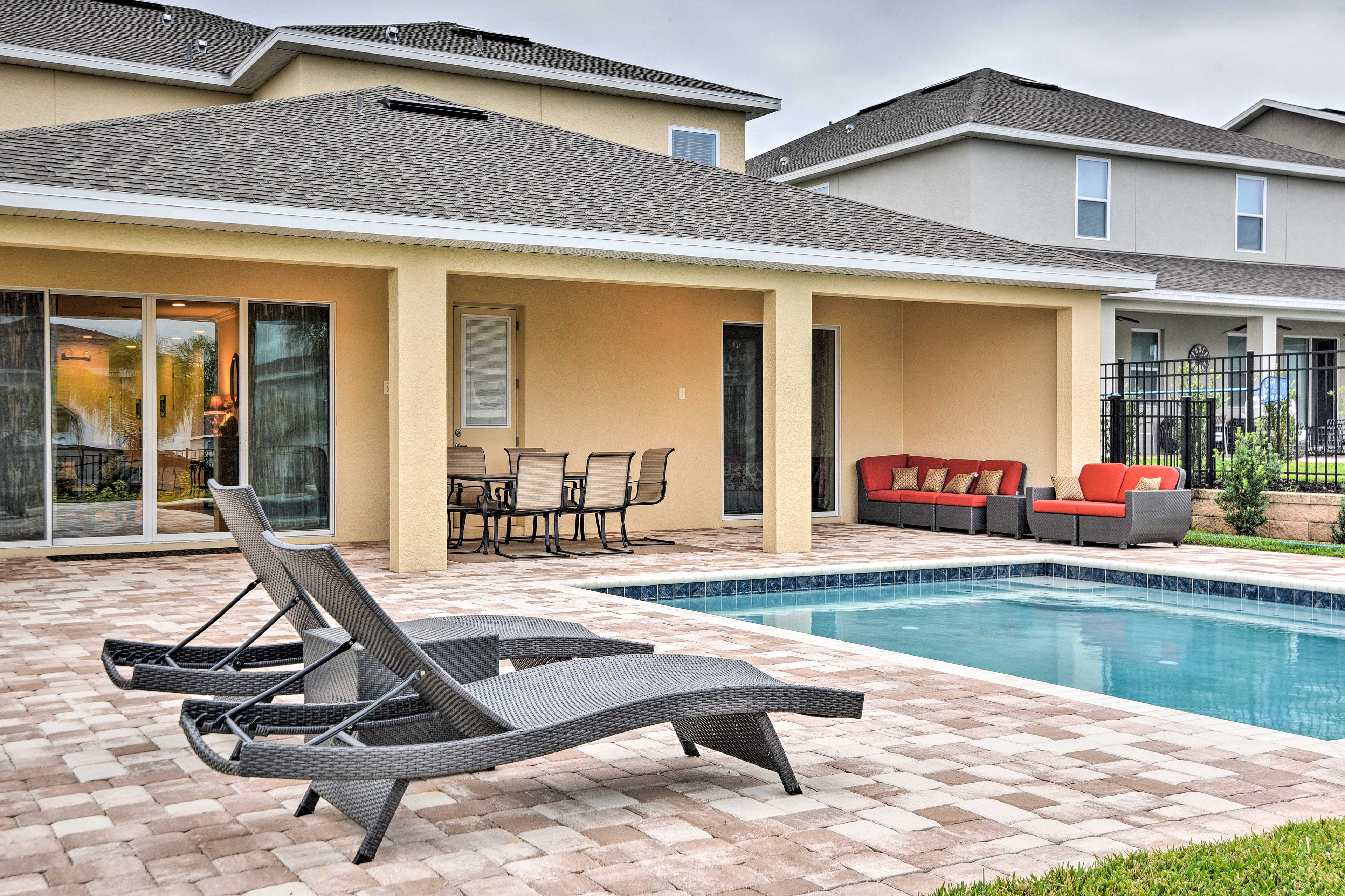 When home, you'll spend most of your time lounging next to the private pool!