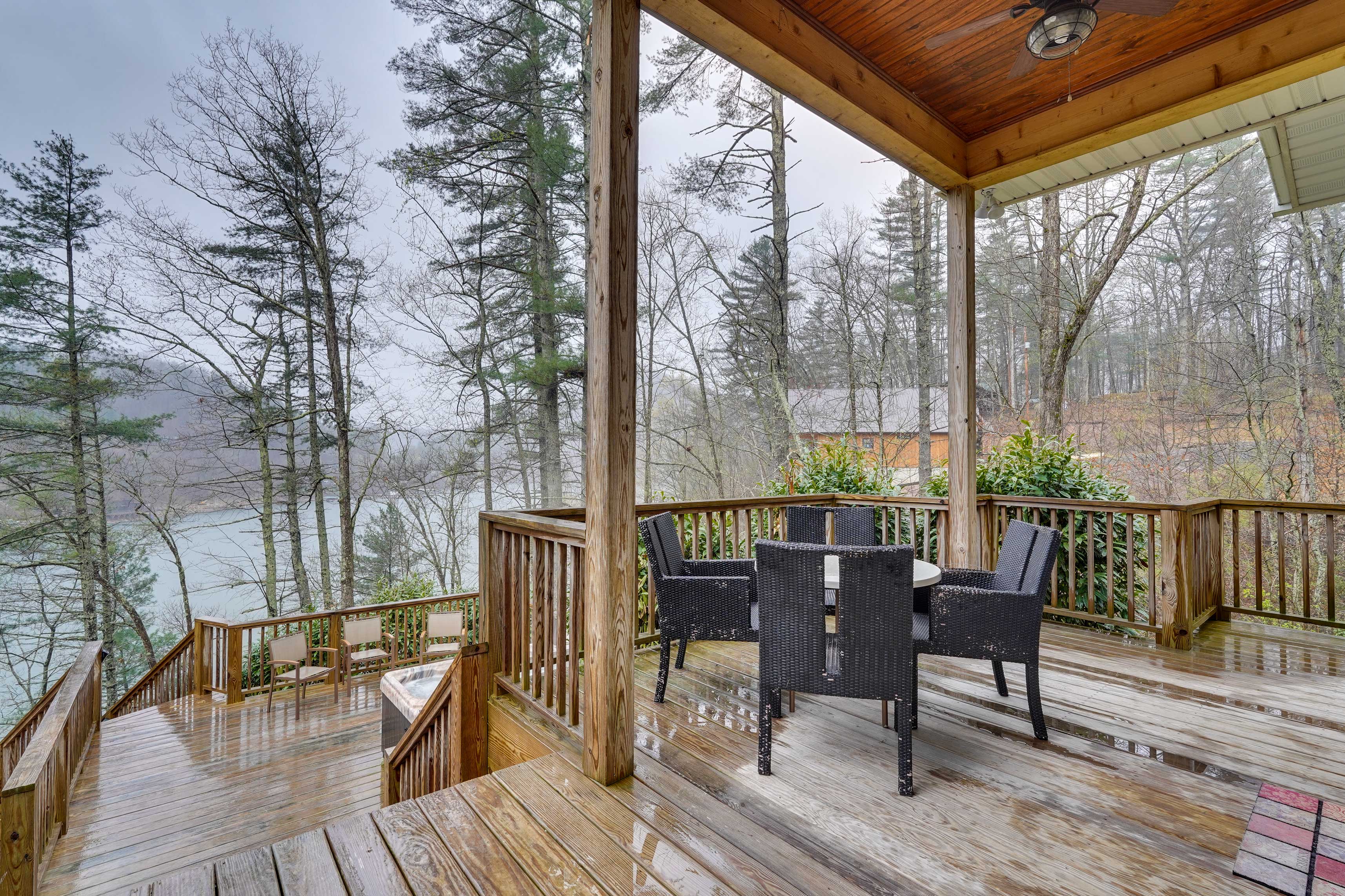 Private Deck w/ Forest Views & Hot Tub