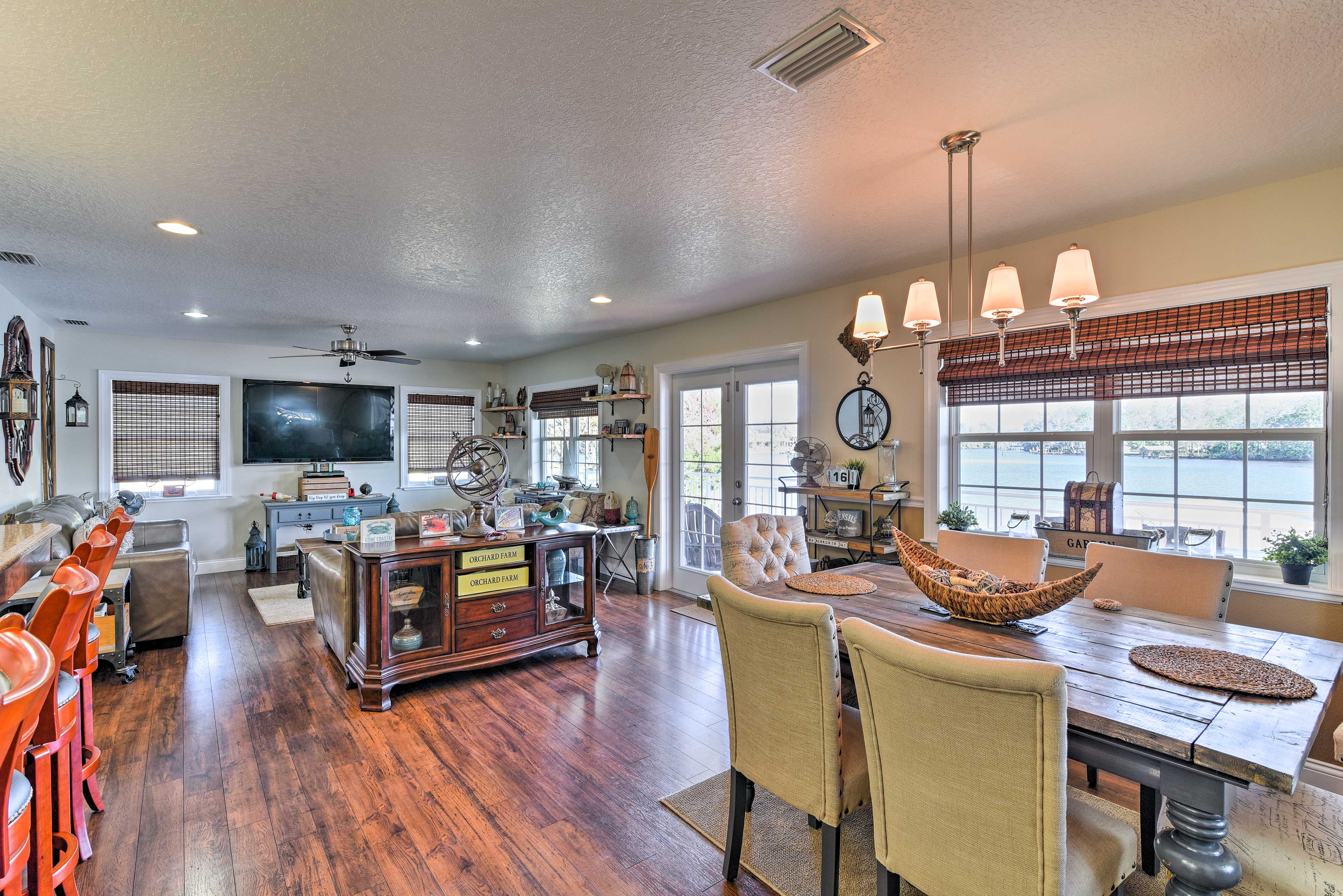 The open floor plan gives the home a spacious feel.