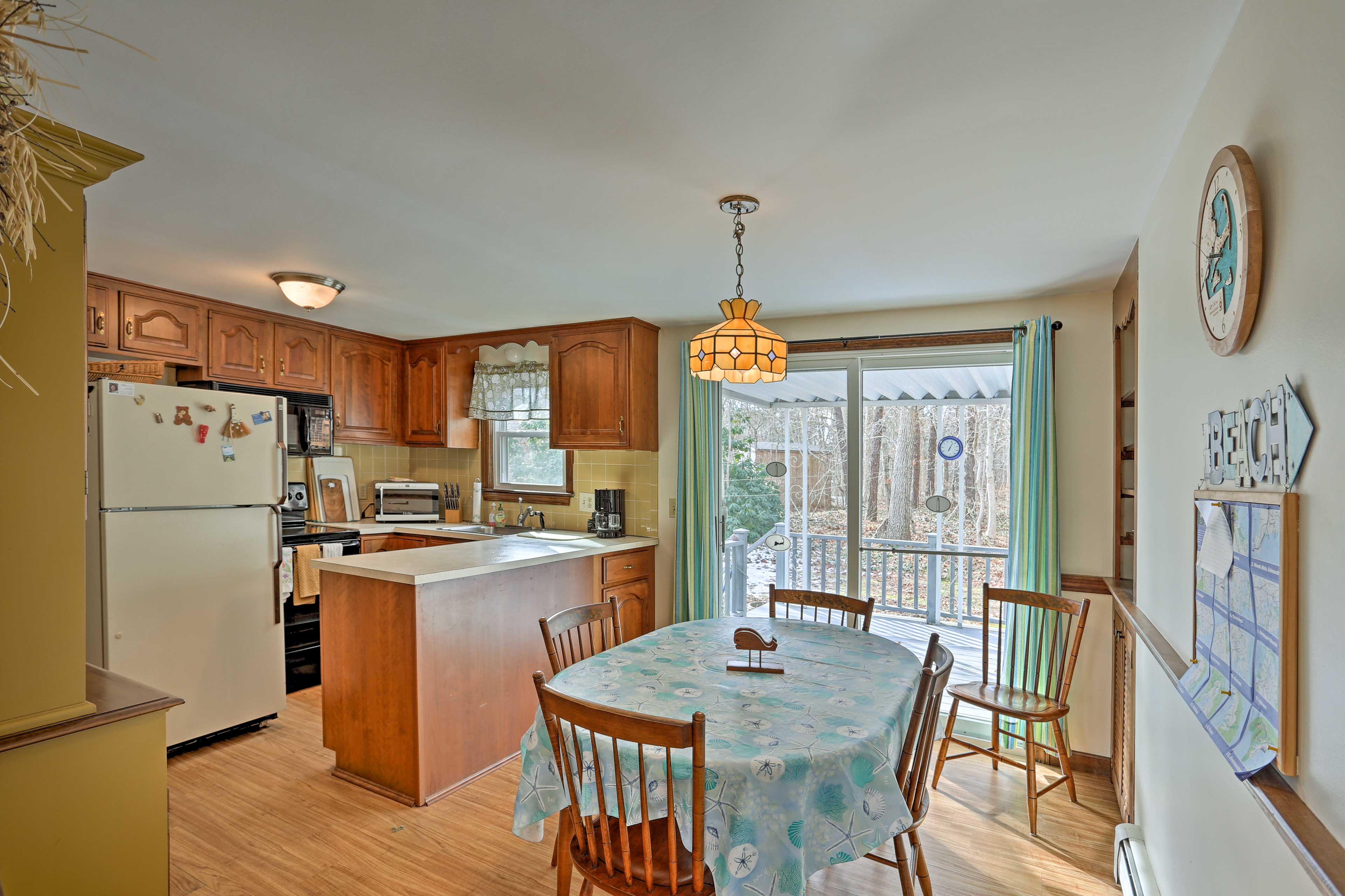 The kitchen is fully equipped for preparing family meals.