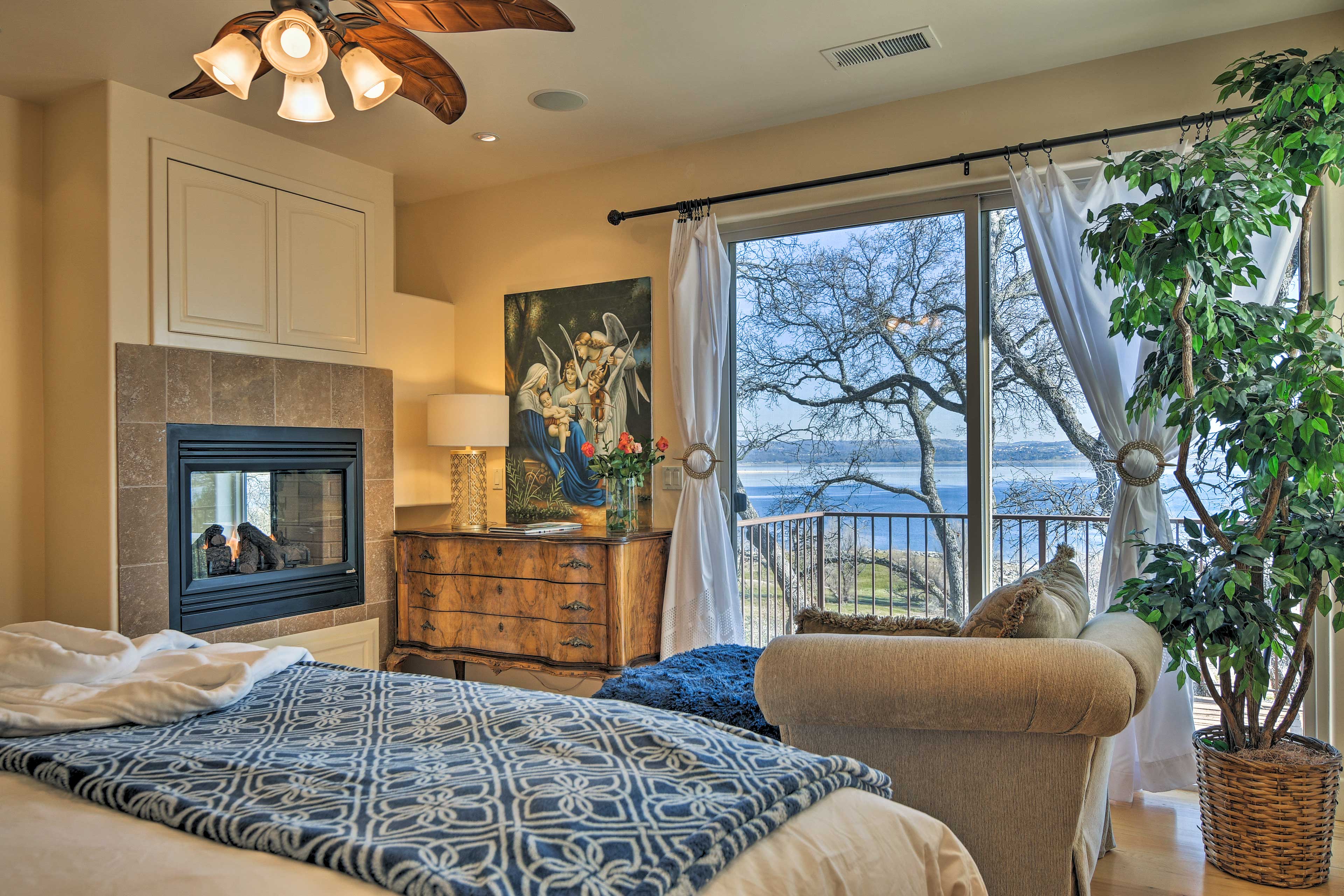 Bedroom 1 | 2-Sided Fireplace | Balcony