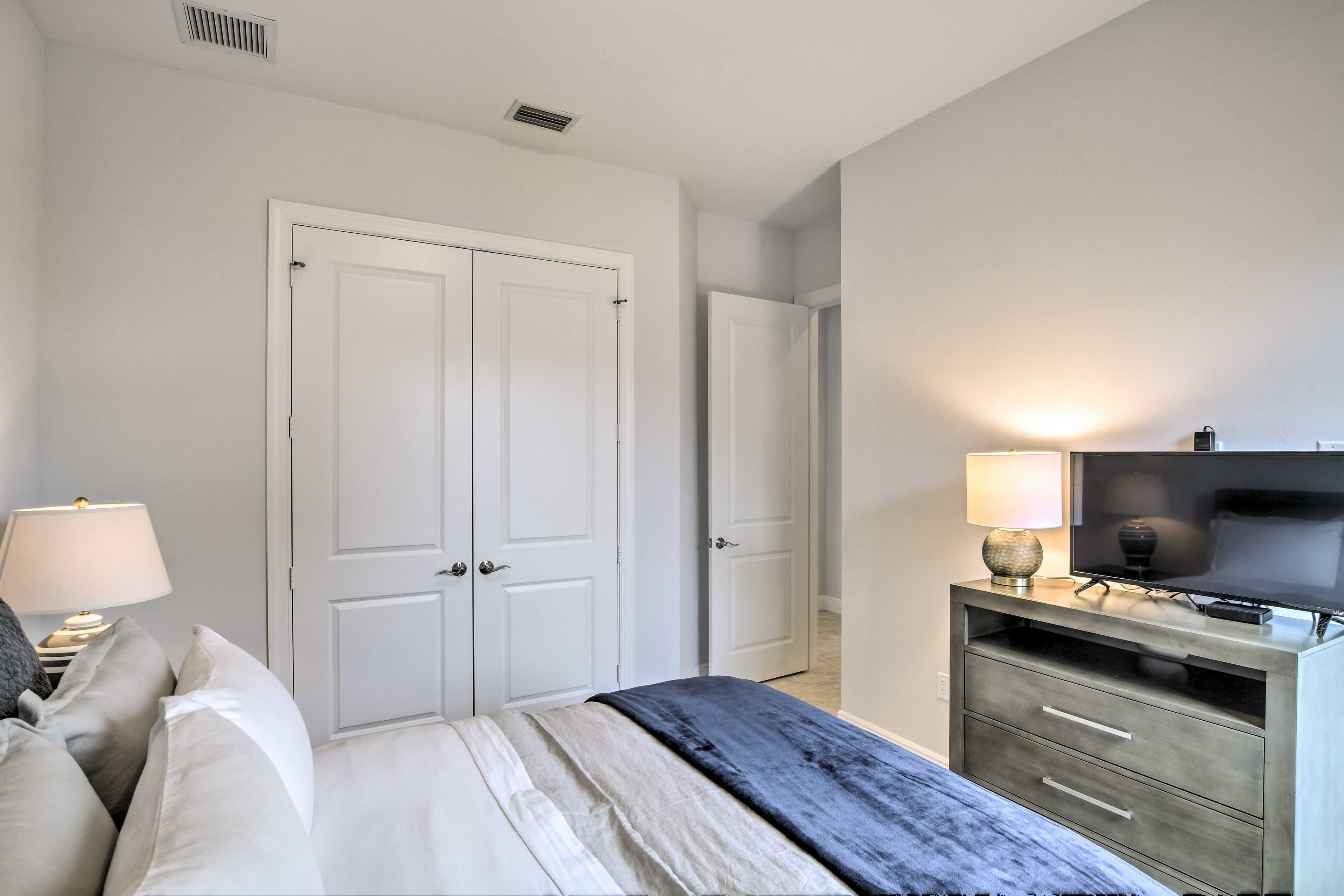 Each bedroom has a flat-screen cable Smart TV.