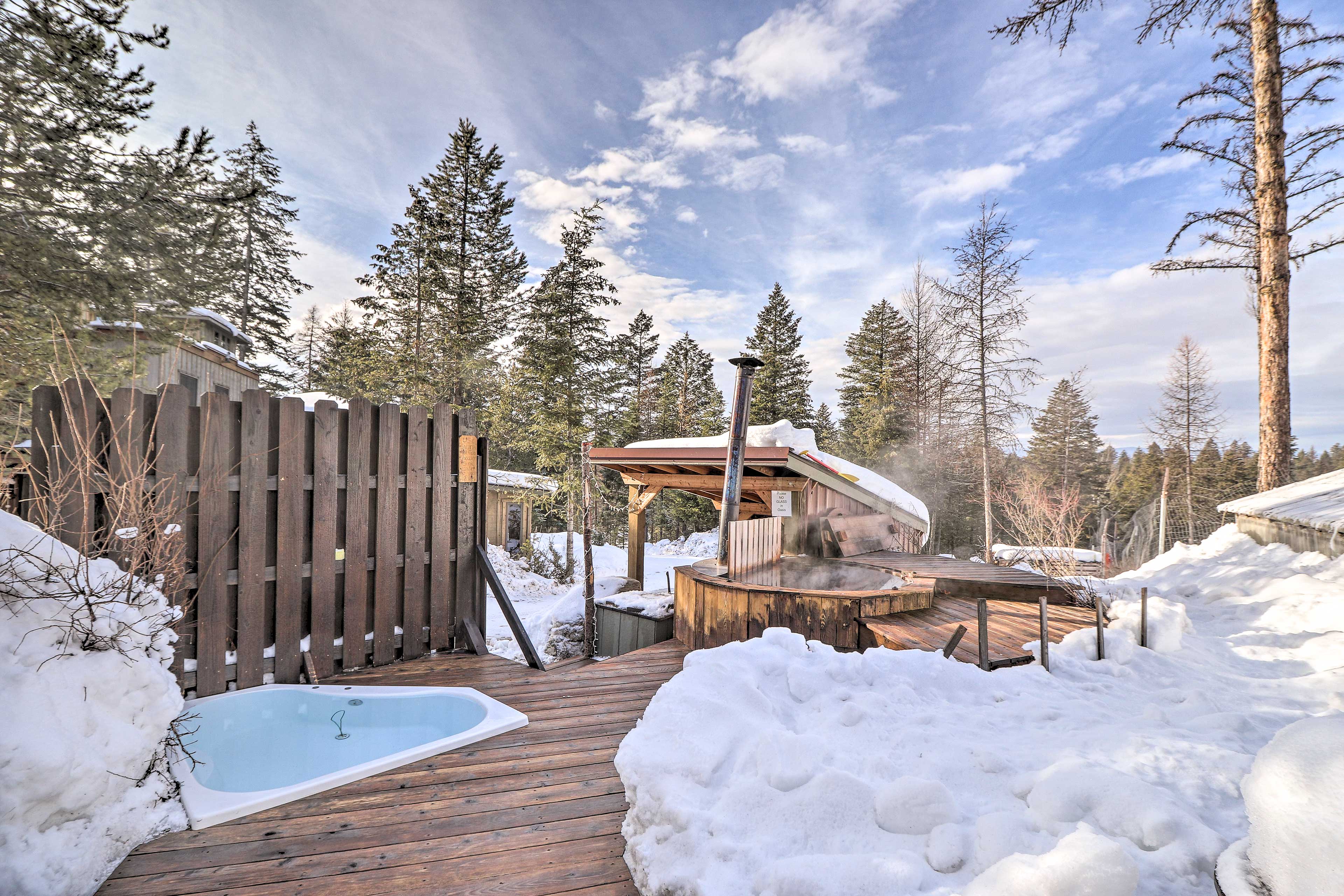 Outdoor Area | Wood-Burning Hot Tub & Sauna | Cold Plunge Pool | Fire Pit