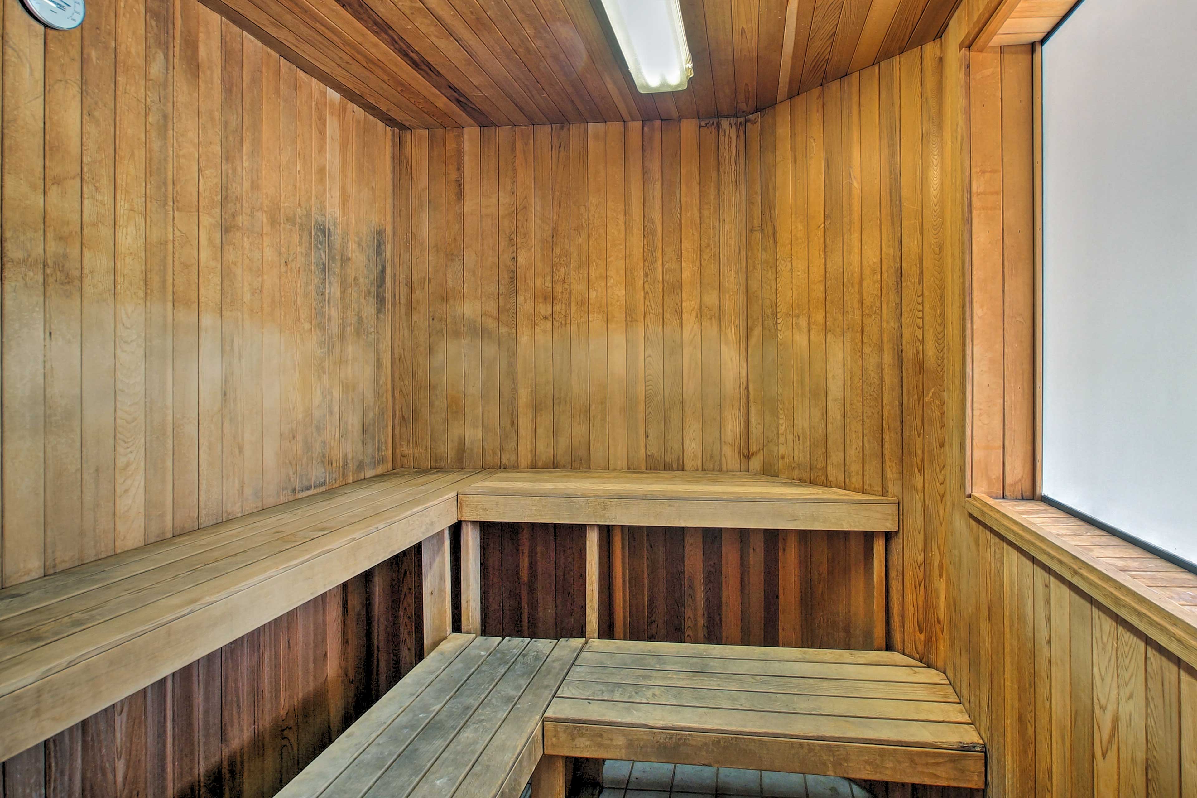 Let your stresses slip away with a visit to the sauna.