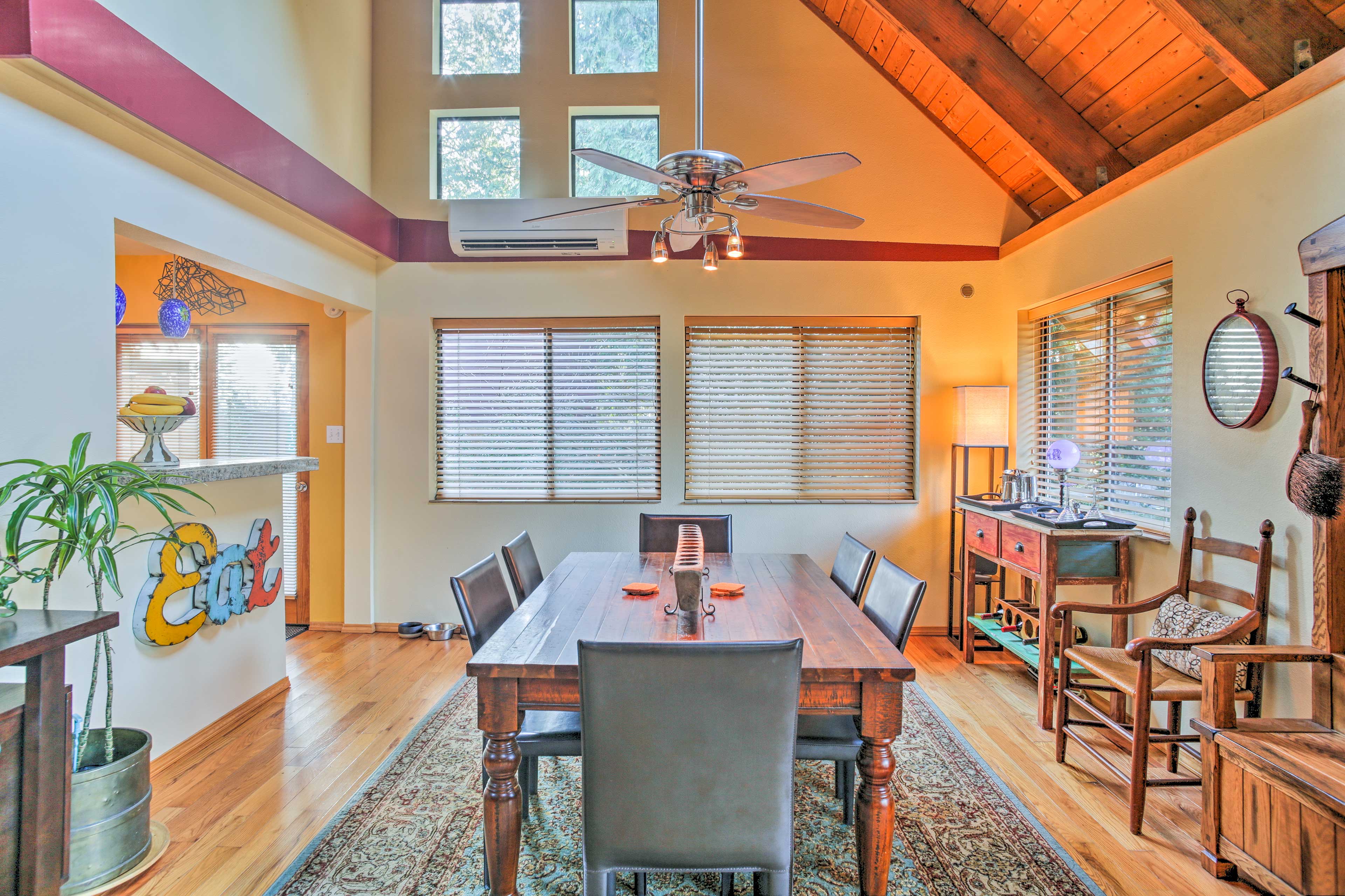 Enjoy a family meal around the 6-person dining table.