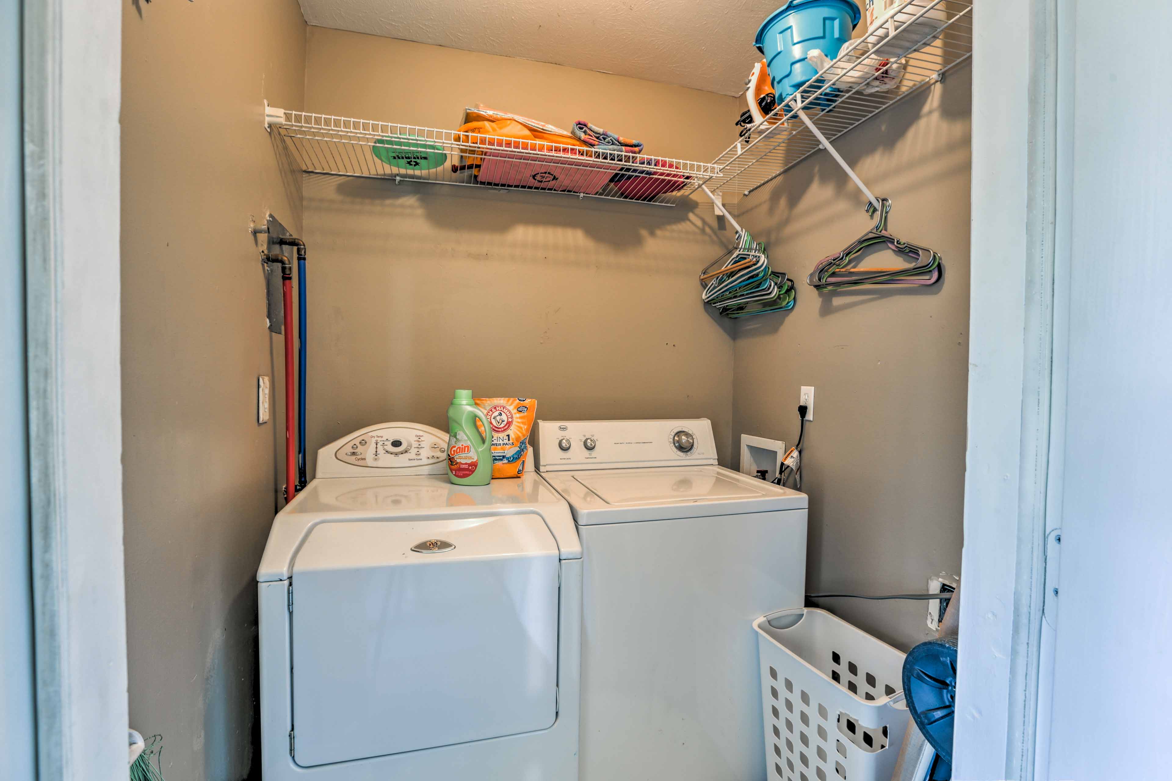 Wash your dirty duds in the in-unit laundry machines.