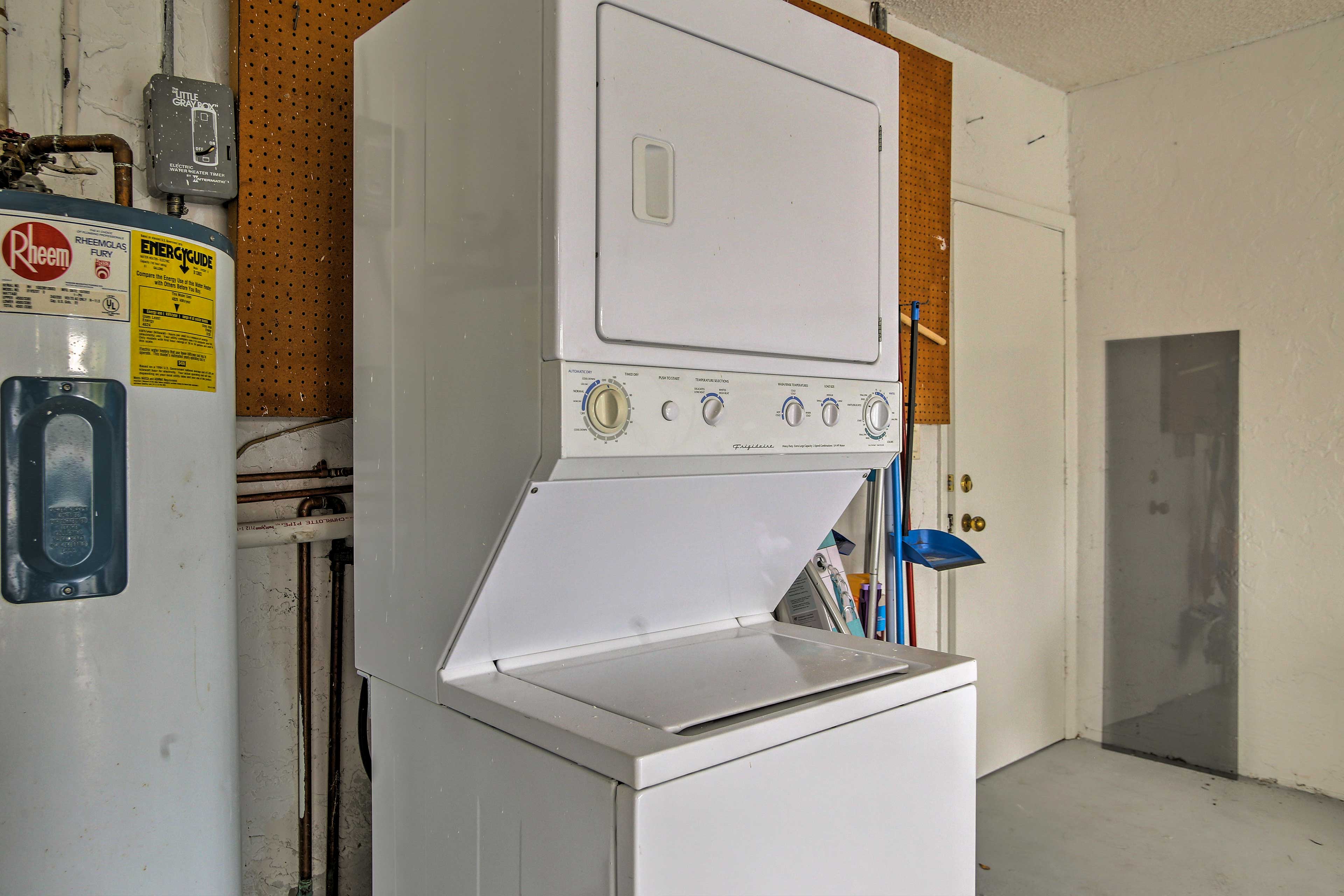 Wash your dirty duds in the in-unit laundry machines.