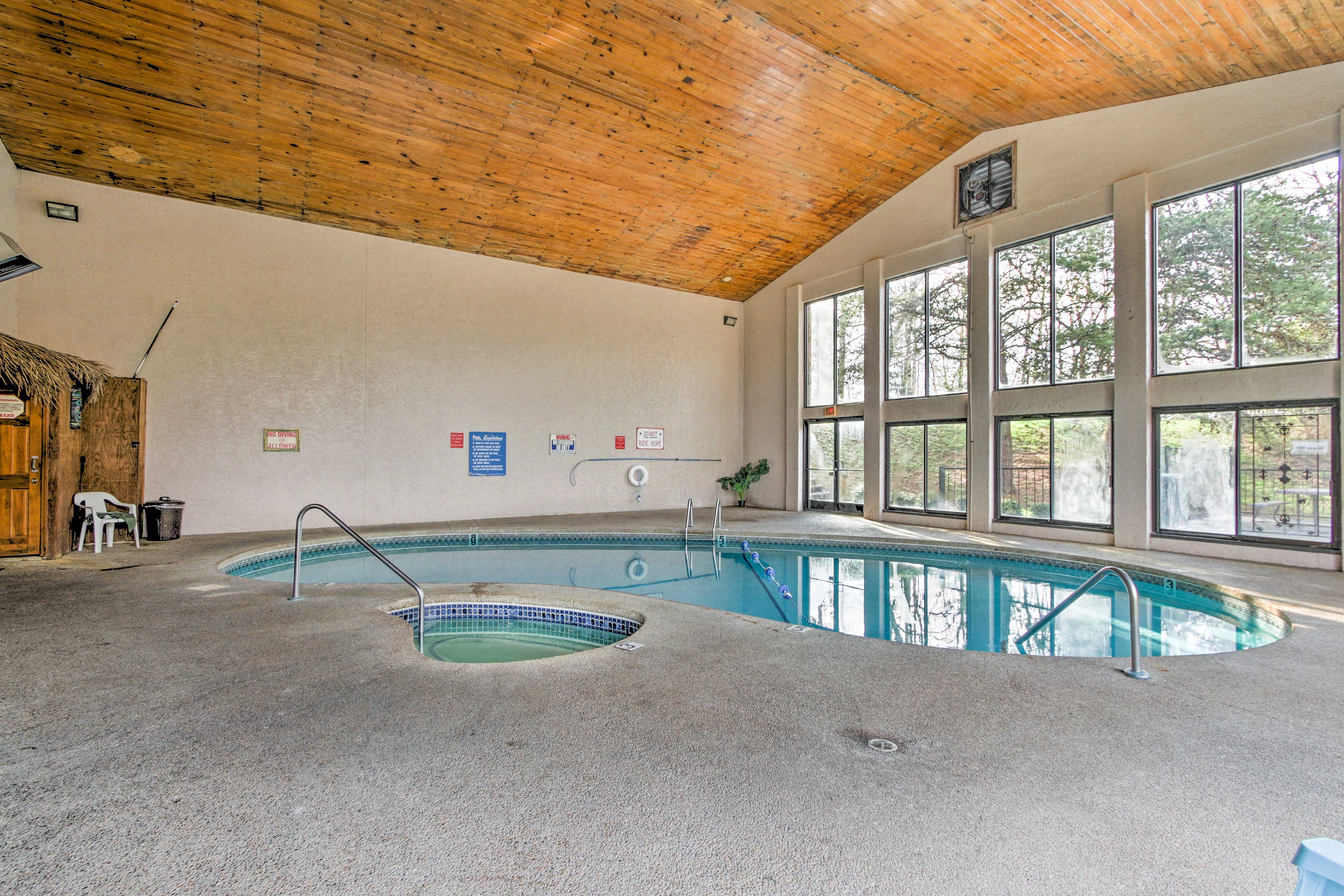 Swim in the community, heated pool.