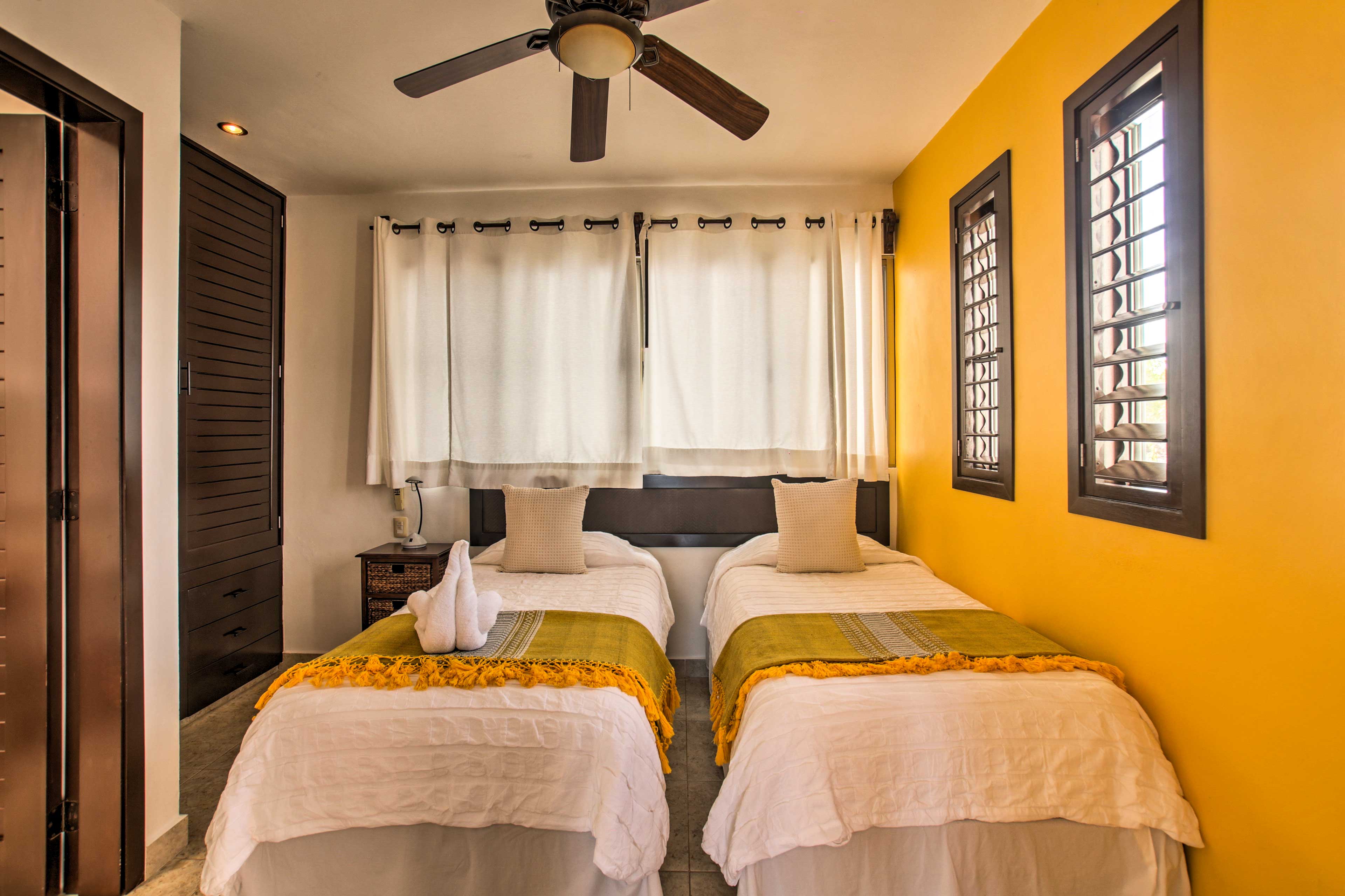 Main Villa | Bedroom 4 (Yellow Suite) | 2 Twin Beds (Can Convert to King Bed)