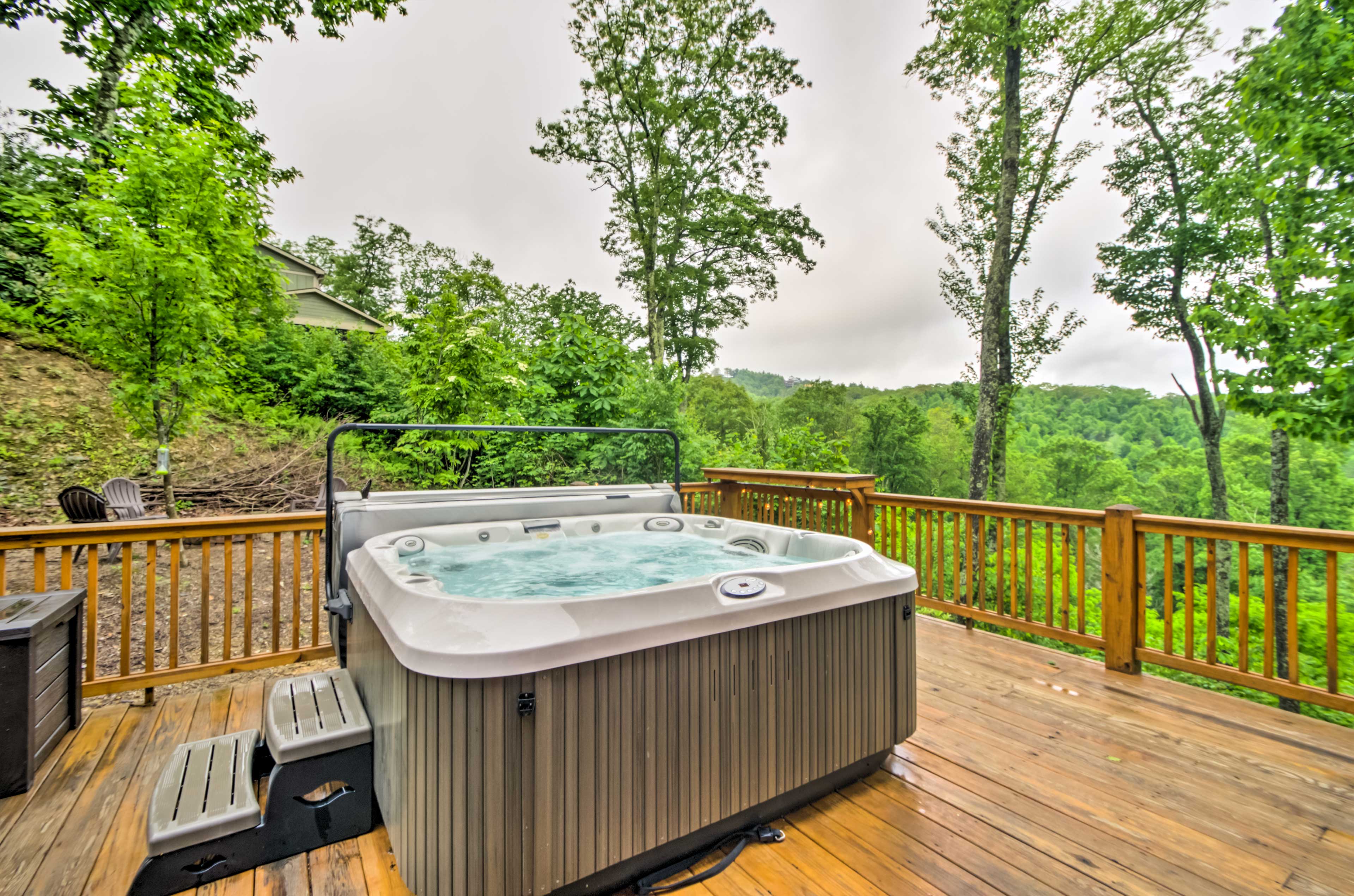 Wraparound Deck | Private Hot Tub | Scenic Views | 2-Story Home | Steps Required