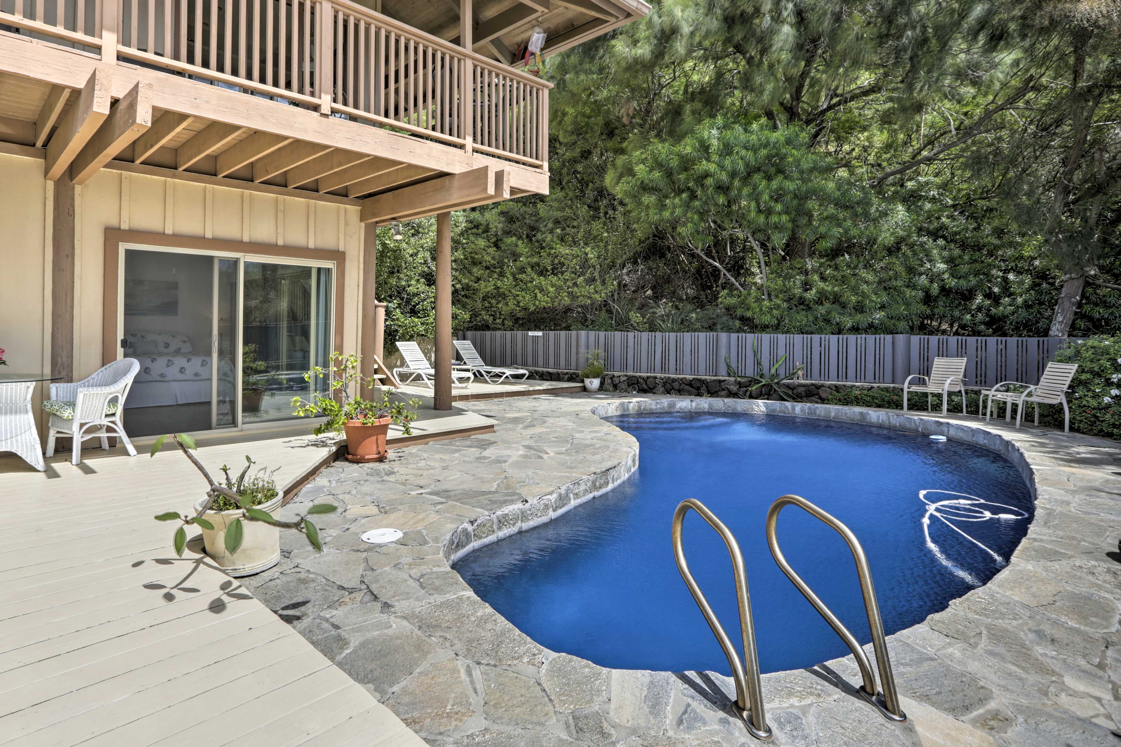 Enjoy access to a shared backyard pool.