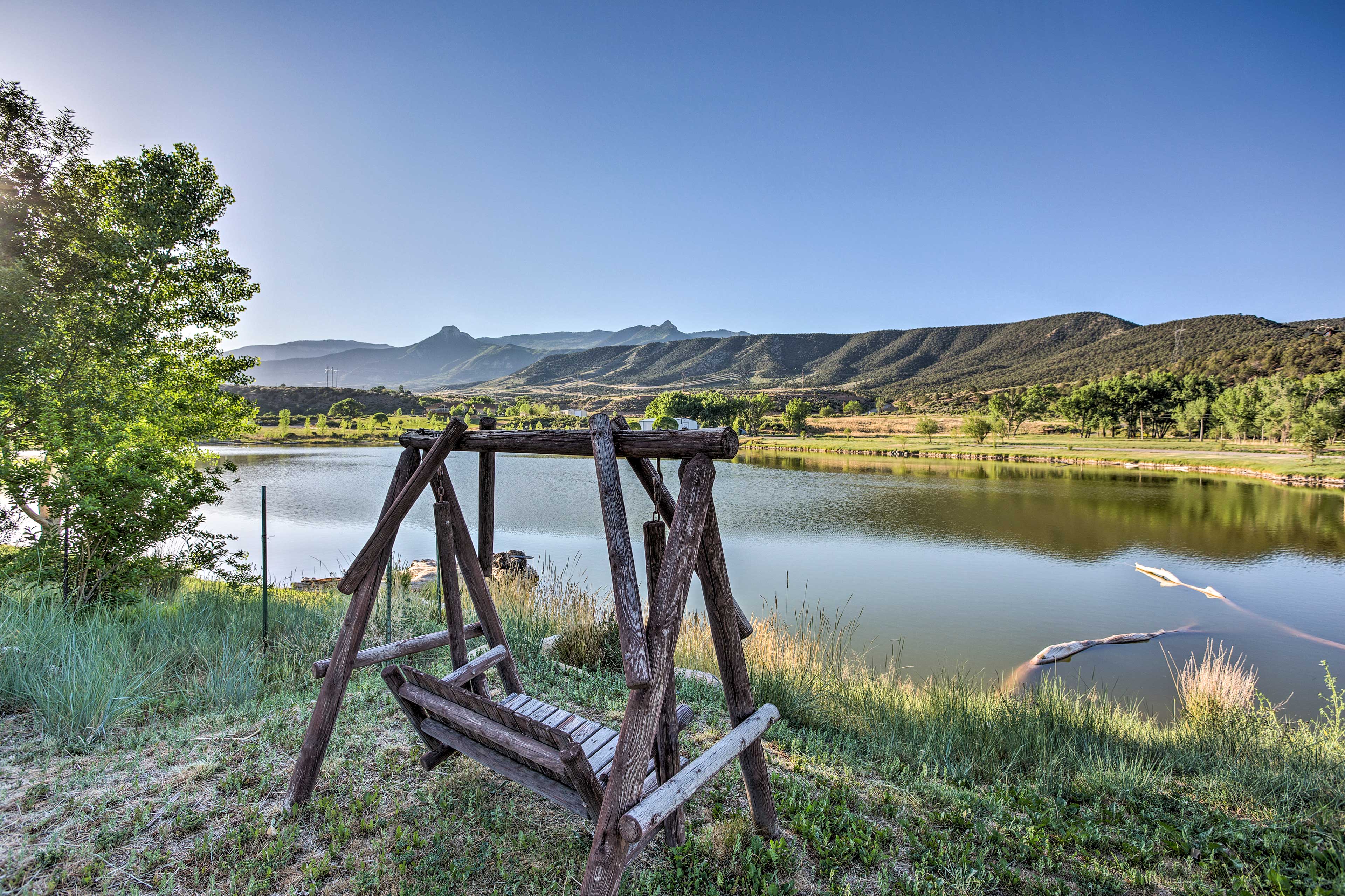 Situated on a 10-acre lake, this home sleeps 10 people.