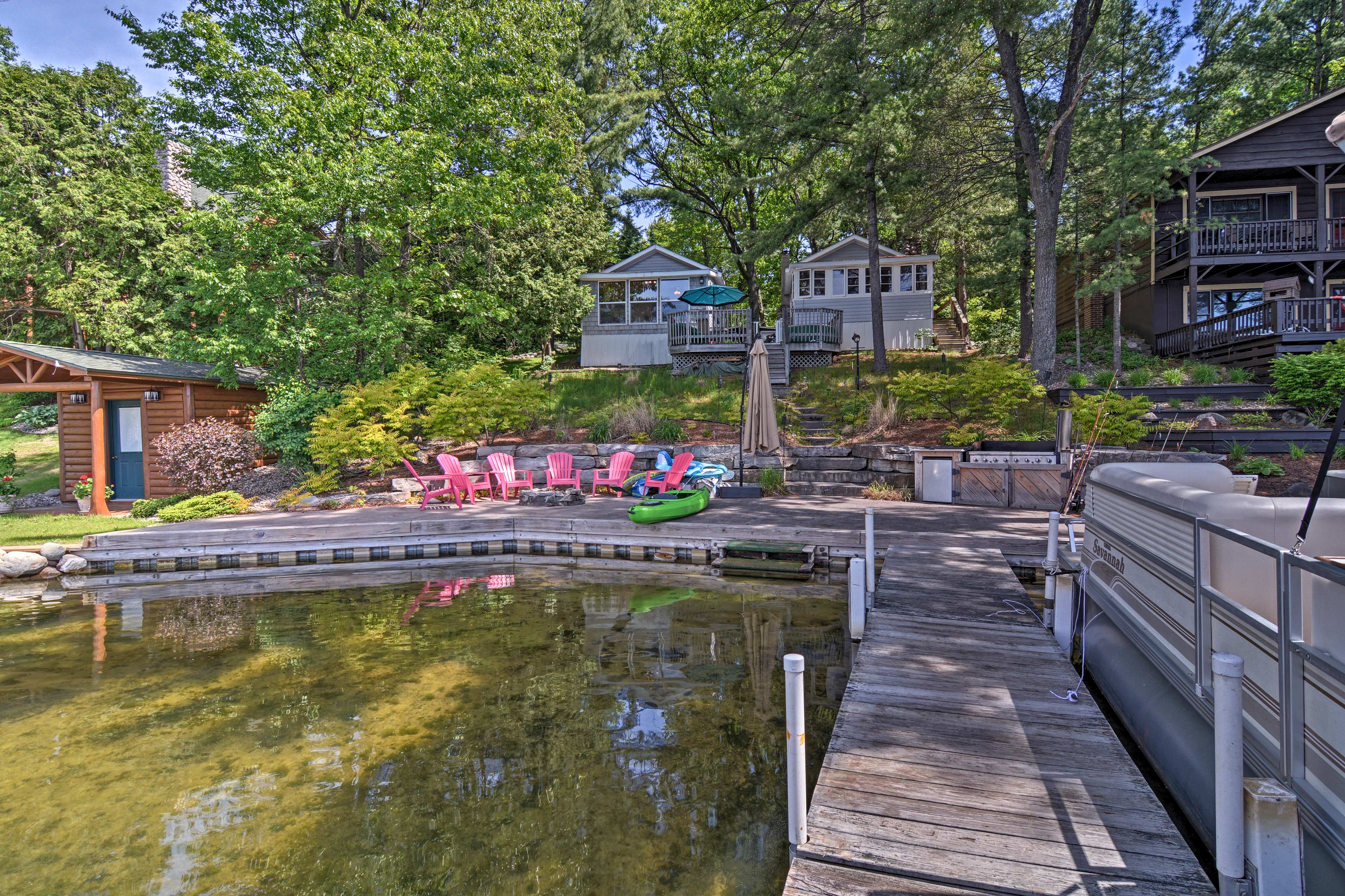 Kayak, swim, boat, or fish off the side of the large private dock!