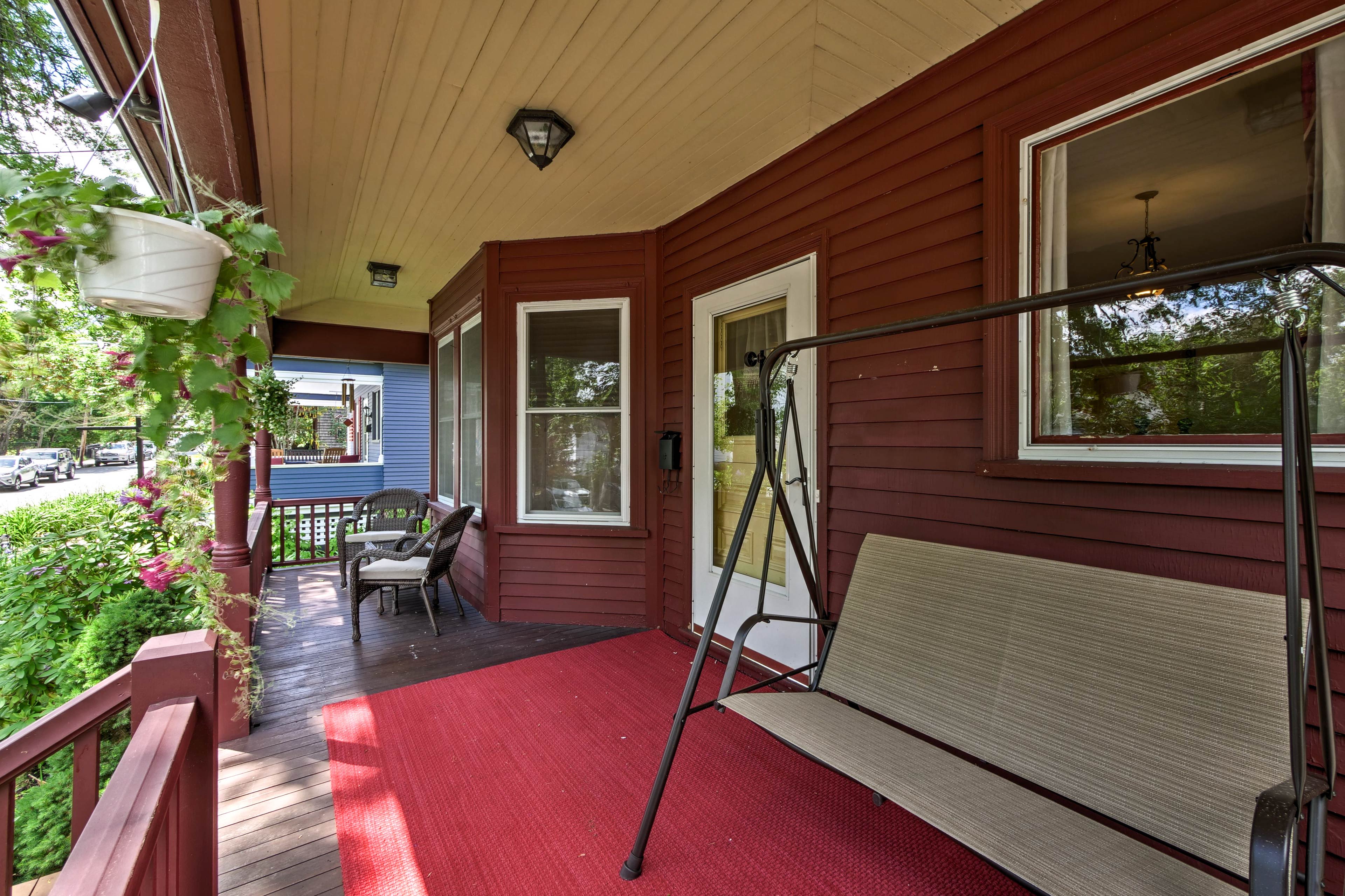 This 6-bedroom, 6-bath home sleeps up to 12 and boasts a front porch.