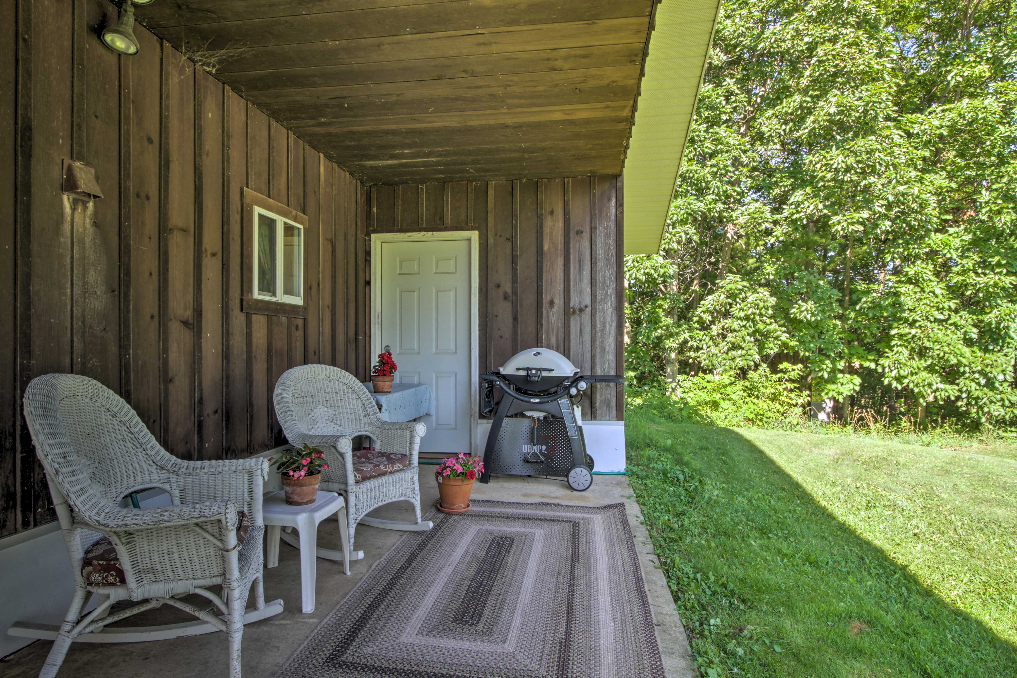 Covered Patio | Rocking Chairs | Grill