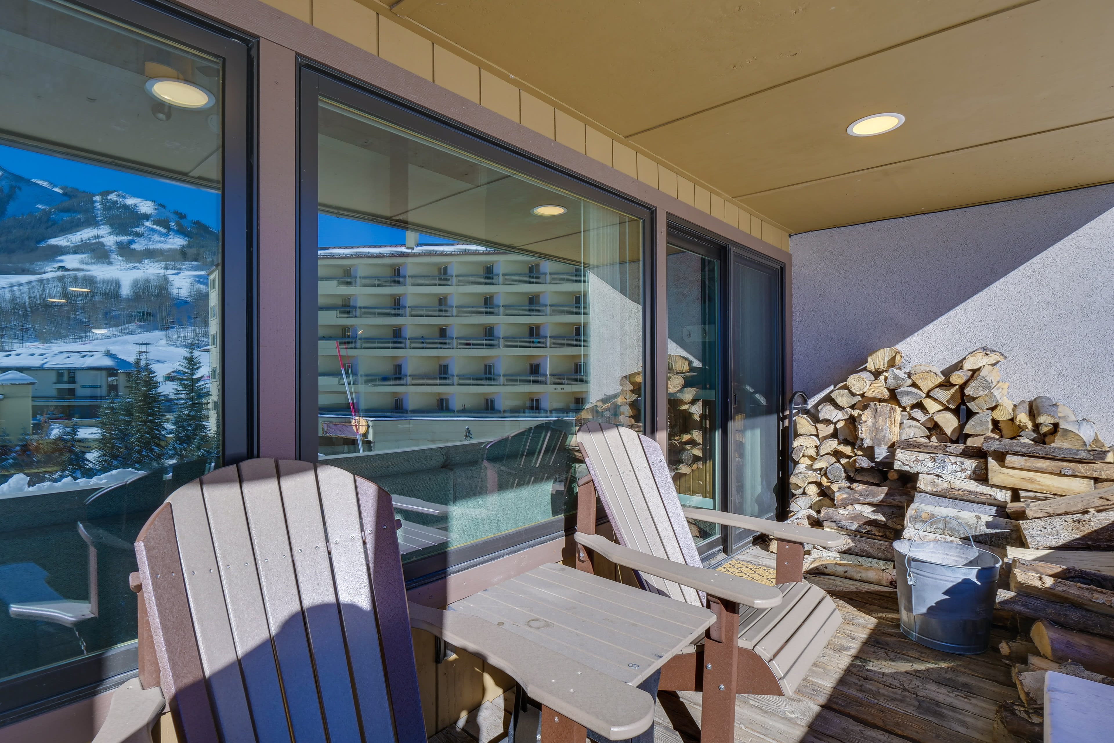 Private Deck w/ Seating | Mountain & Ski Slope Views