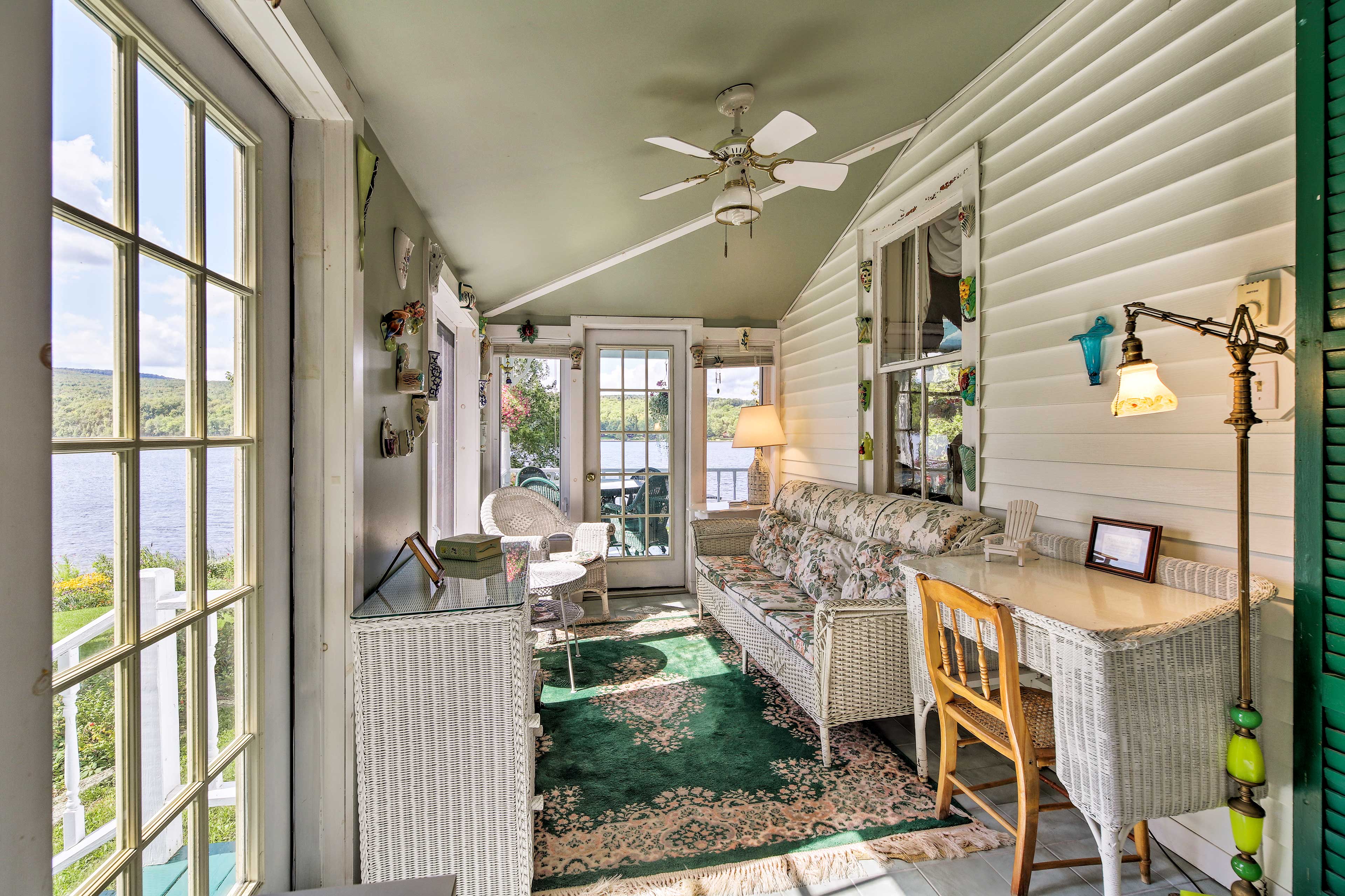 Start your morning with coffee on the sun porch.