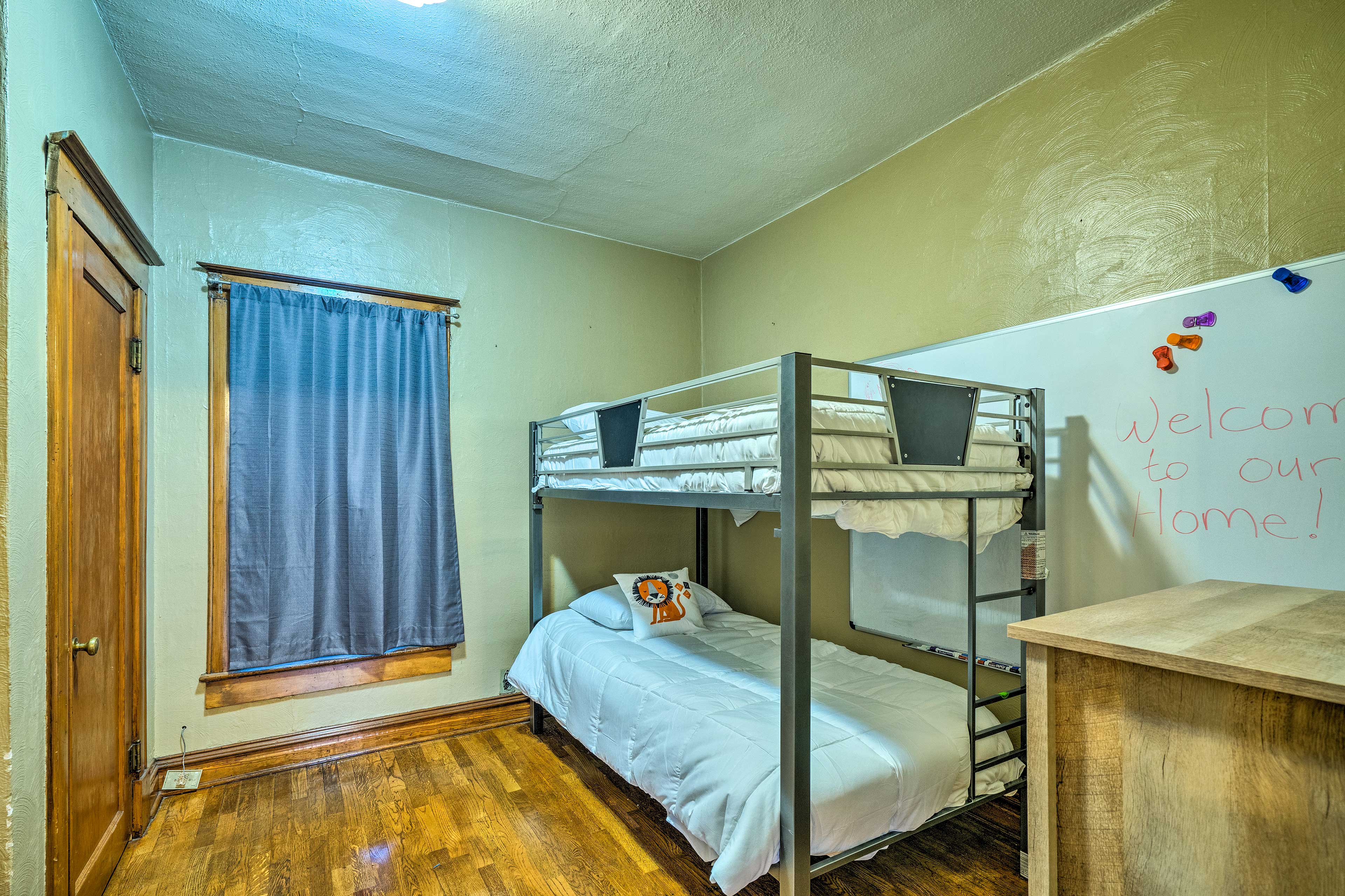 The second bedroom is outfitted with a twin-over-twin bunk bed.