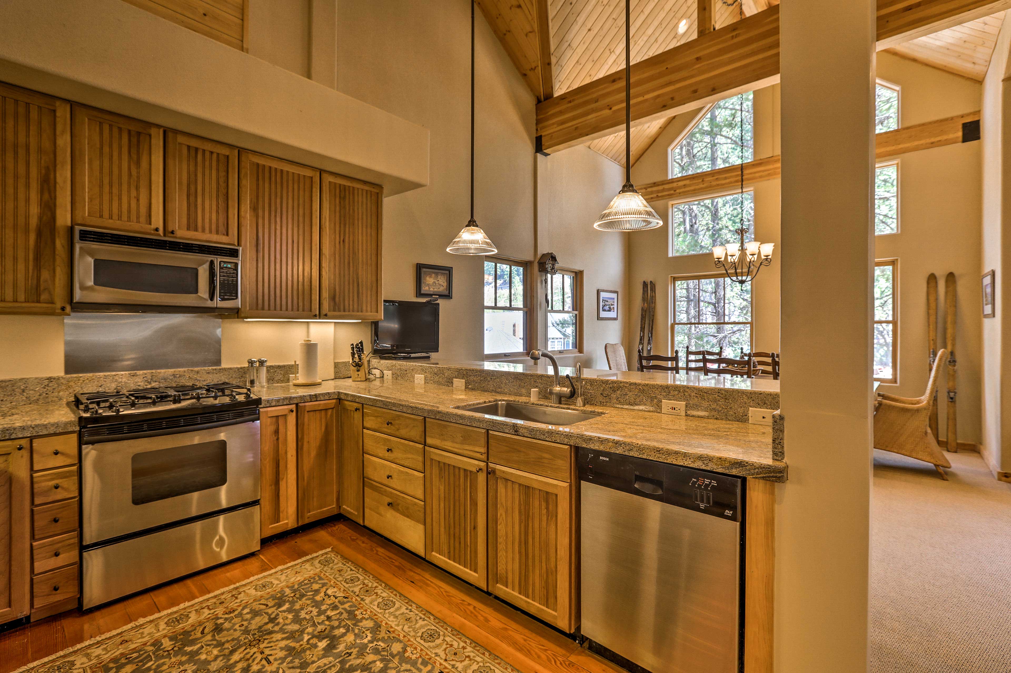 Prepare gourmet meals in the fully equipped kitchen.