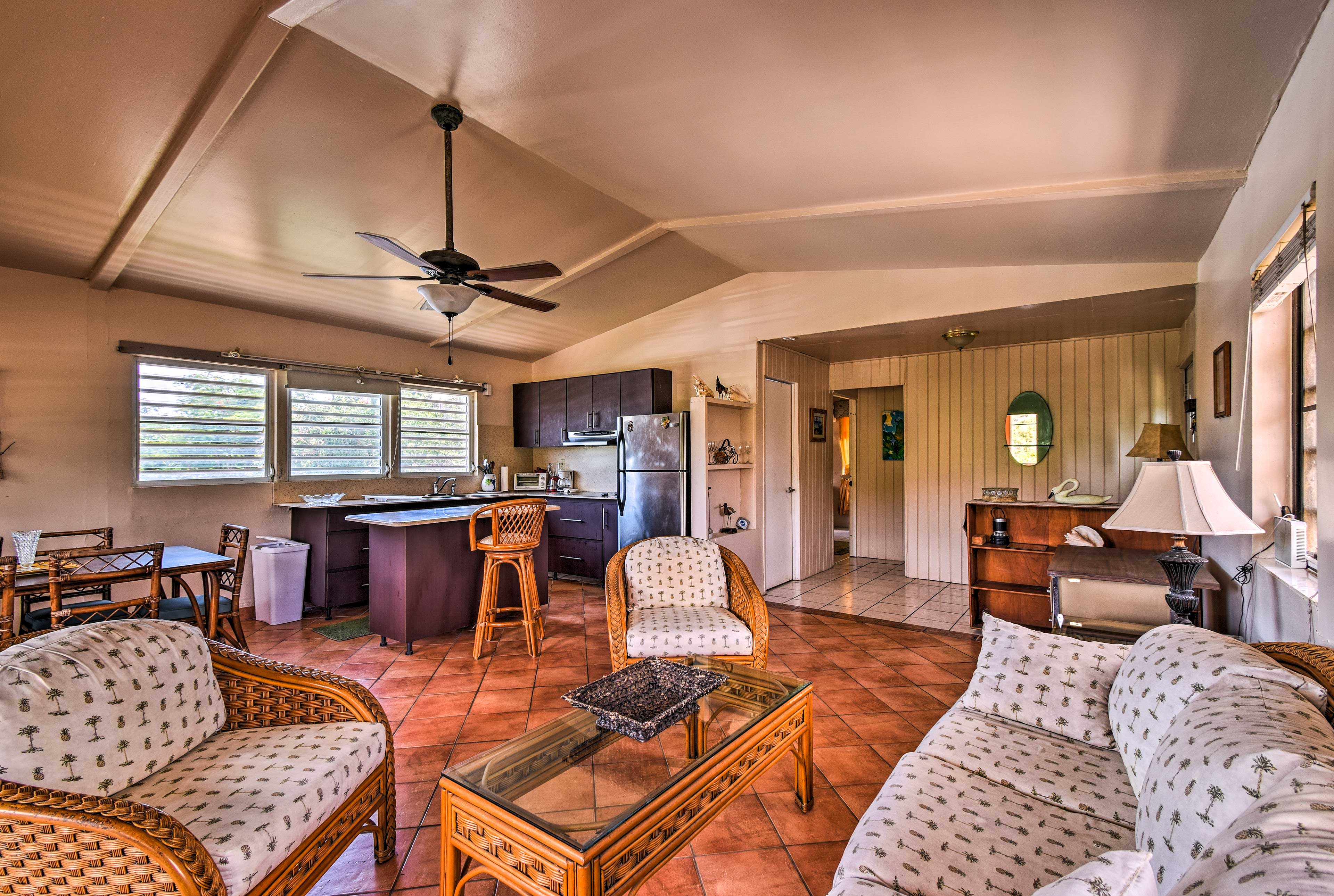 Unwind in the open and airy living room.