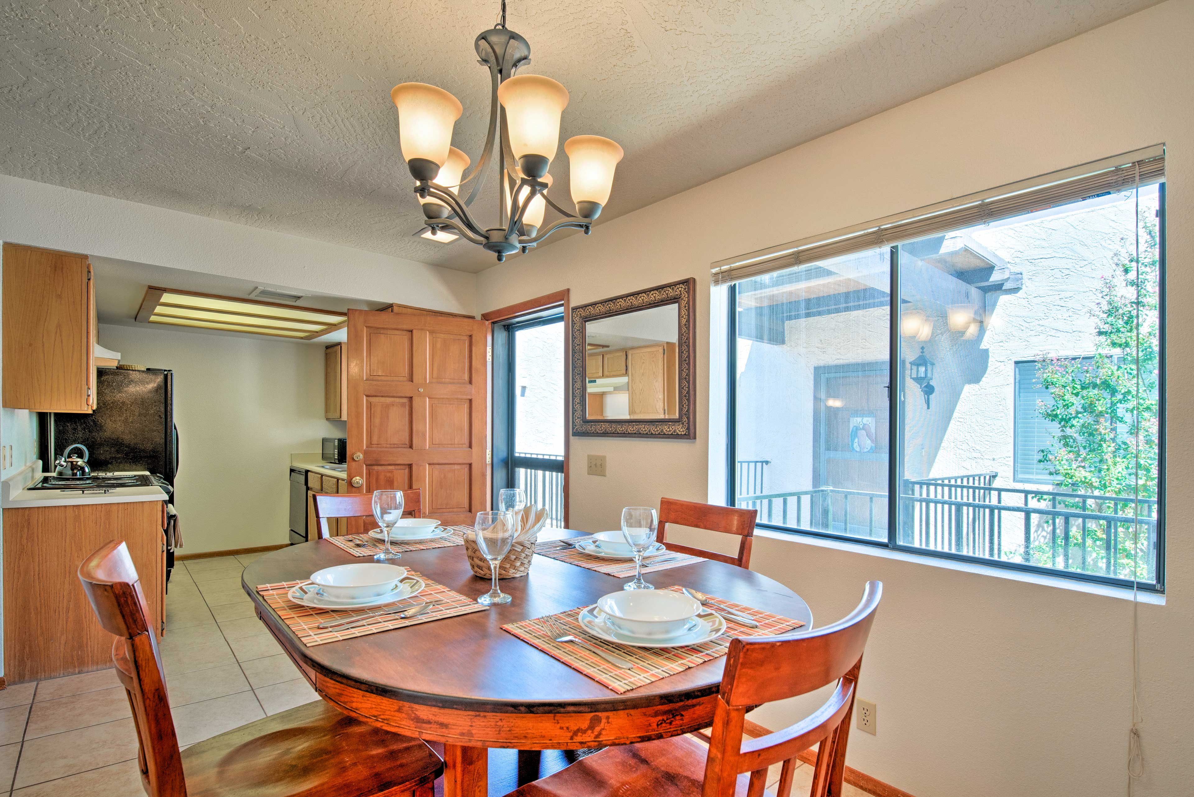 You'll find the kitchen neighboring the dining room.