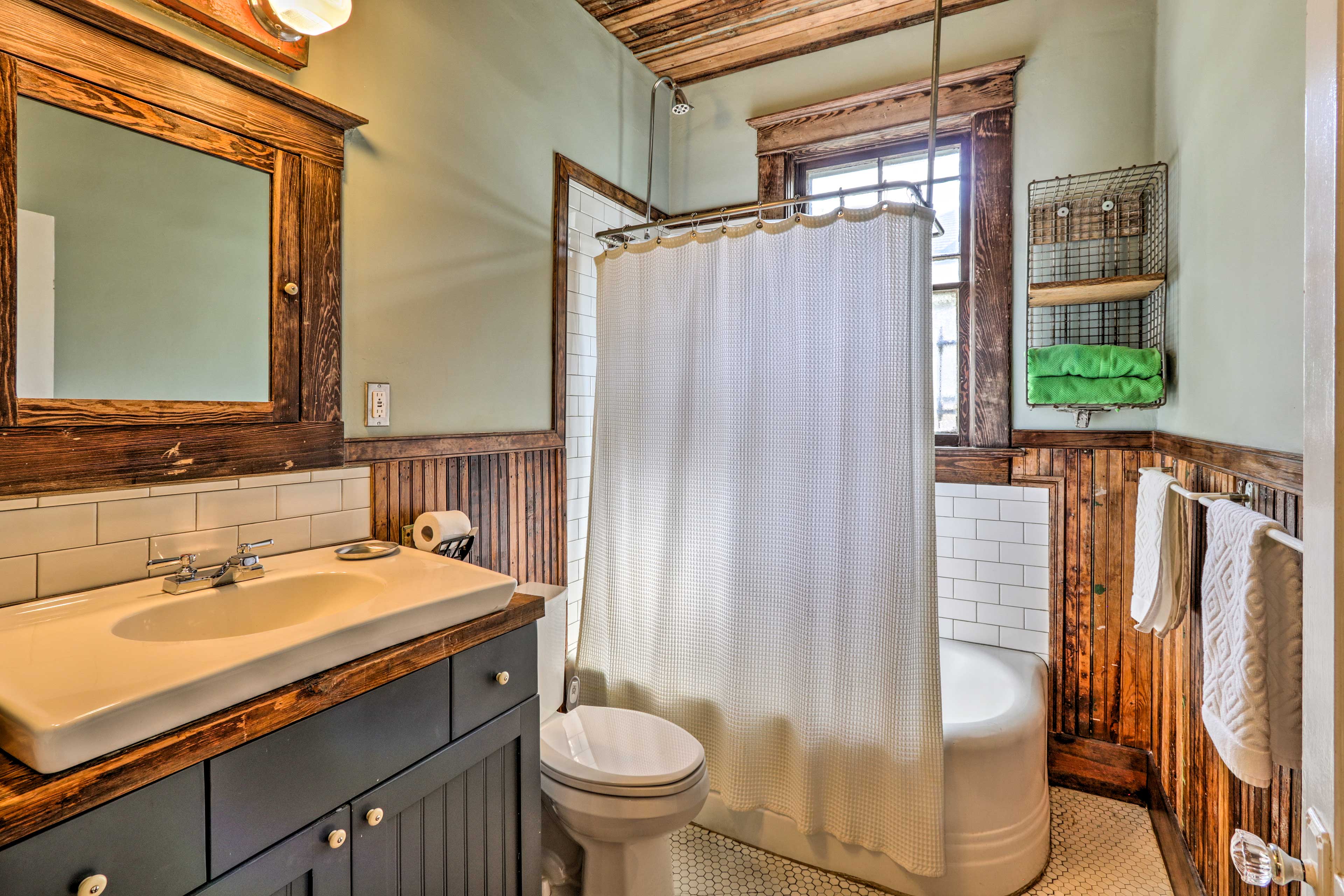 The second bathroom is a full with shower/tub combo.