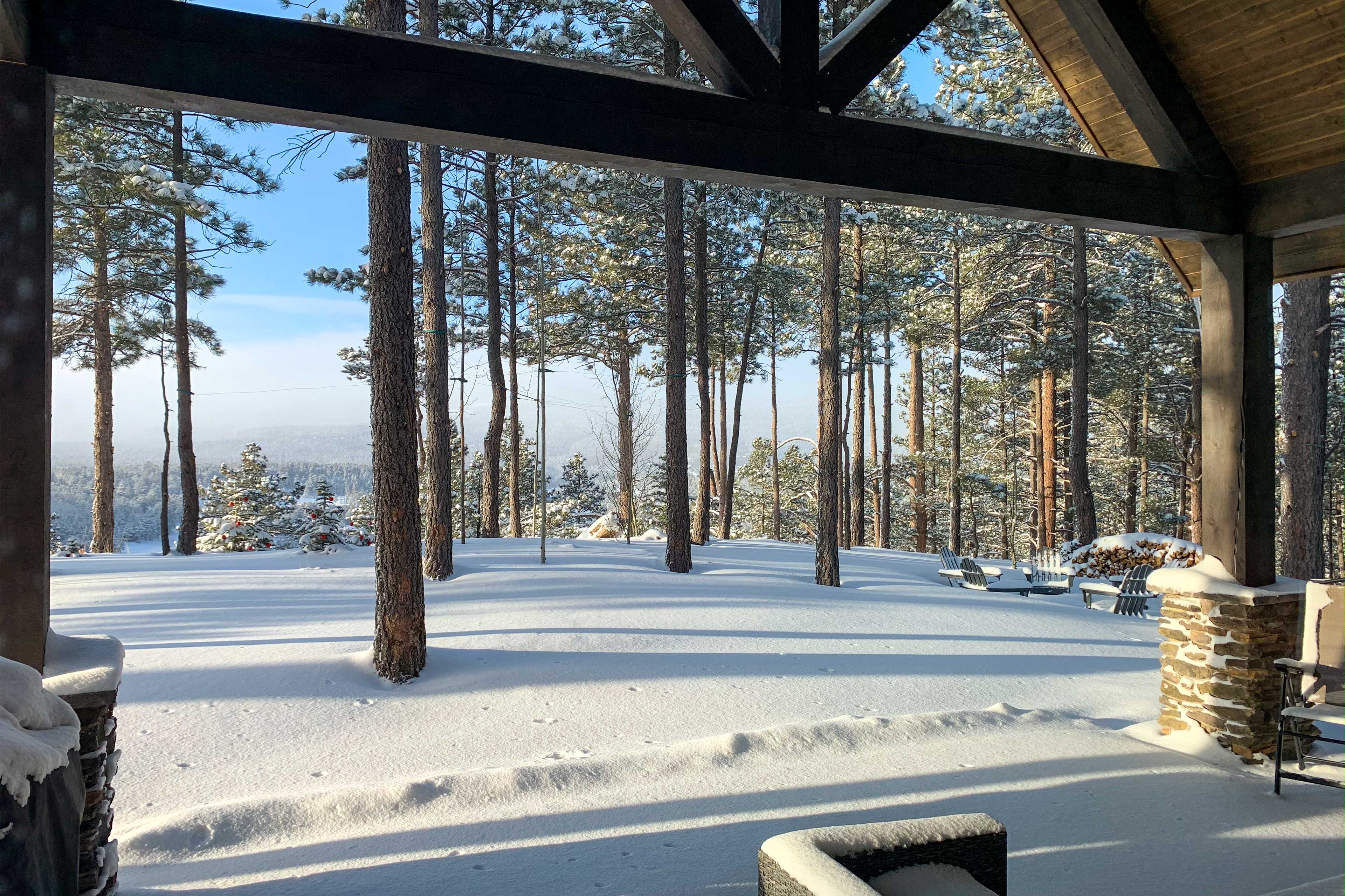 The entire cabin turns into a winter wonderland in the colder months.