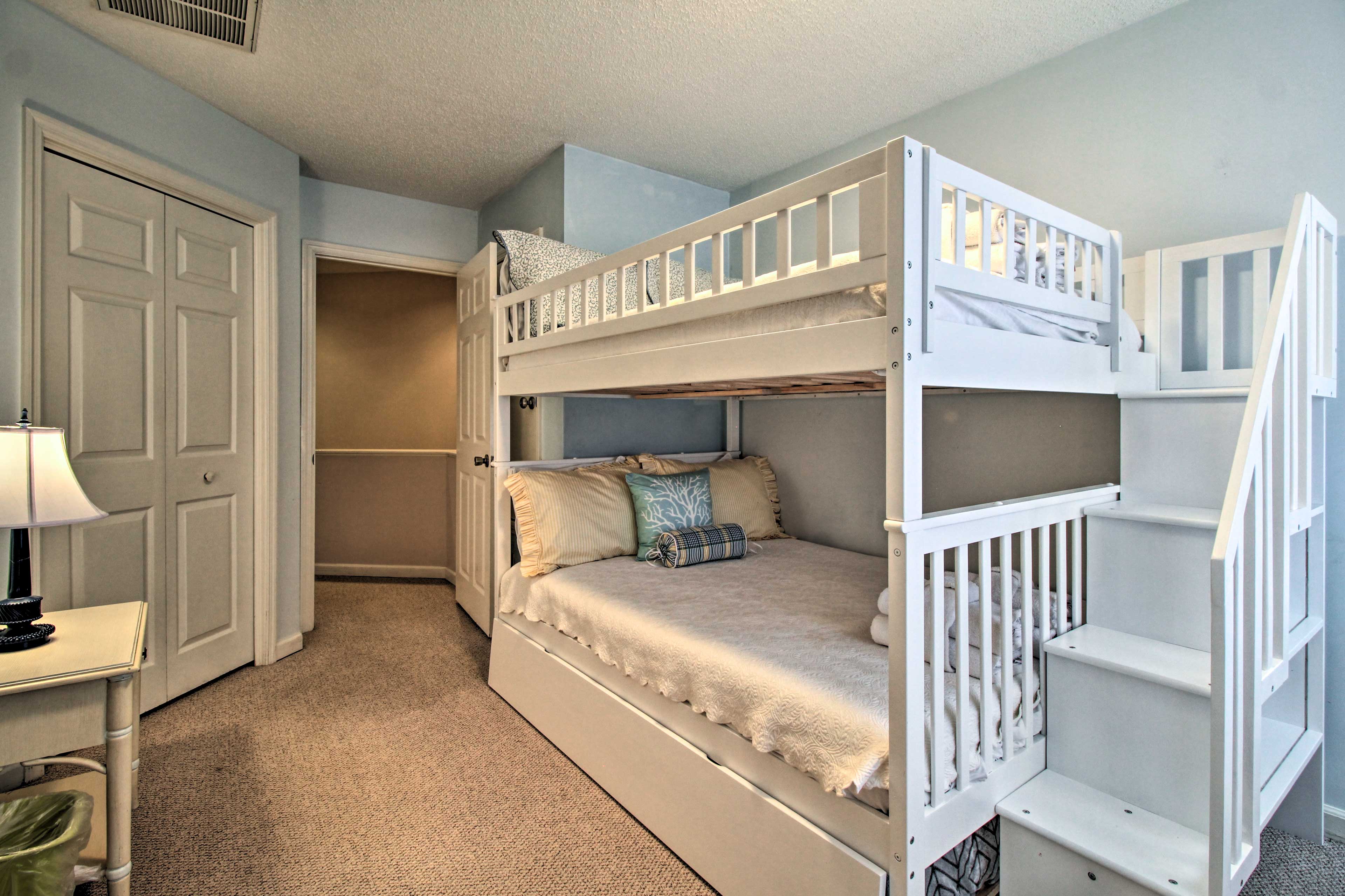Climb up into the bunk bed and enjoy restful slumbers.