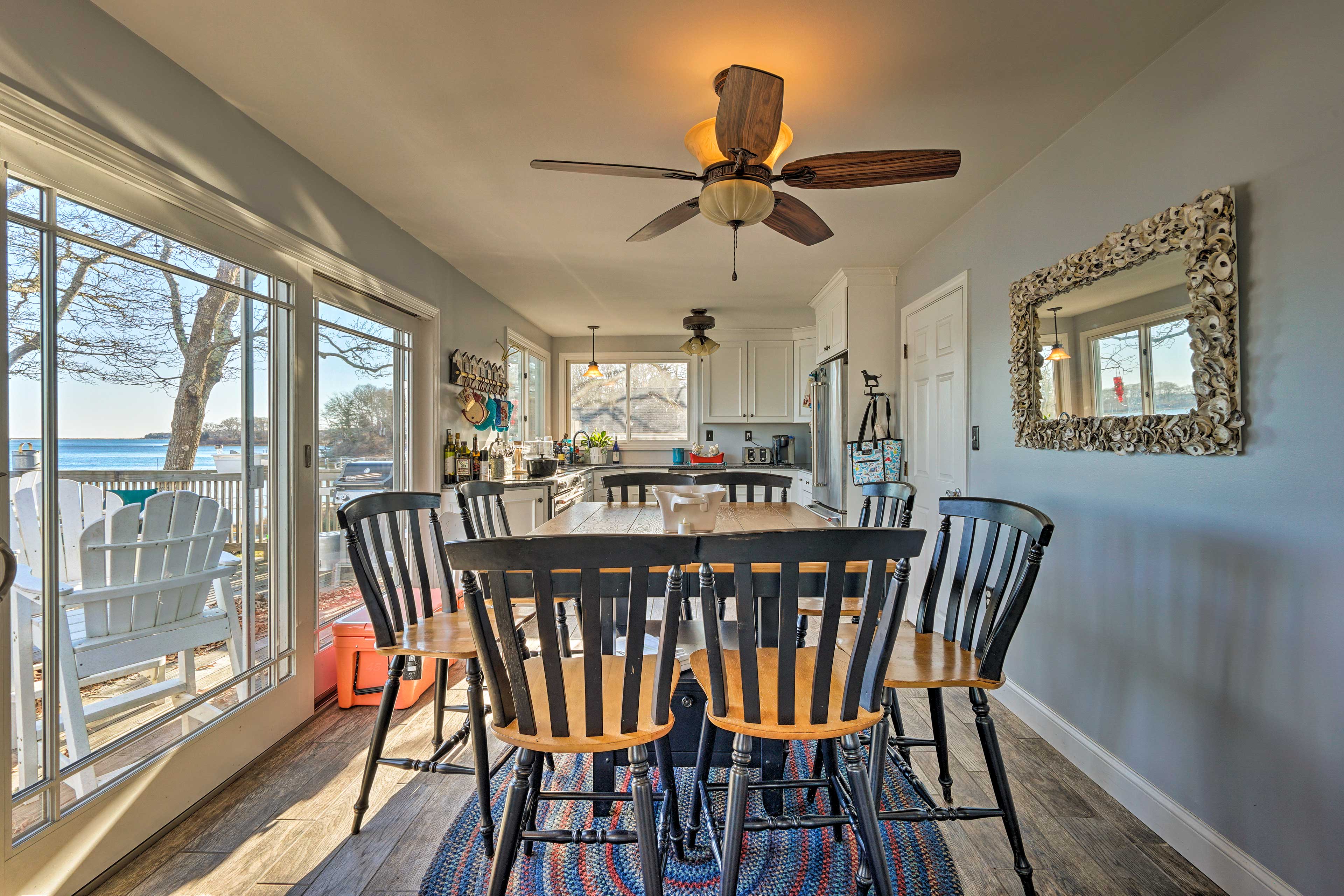 A second kitchen table is also featured inside.