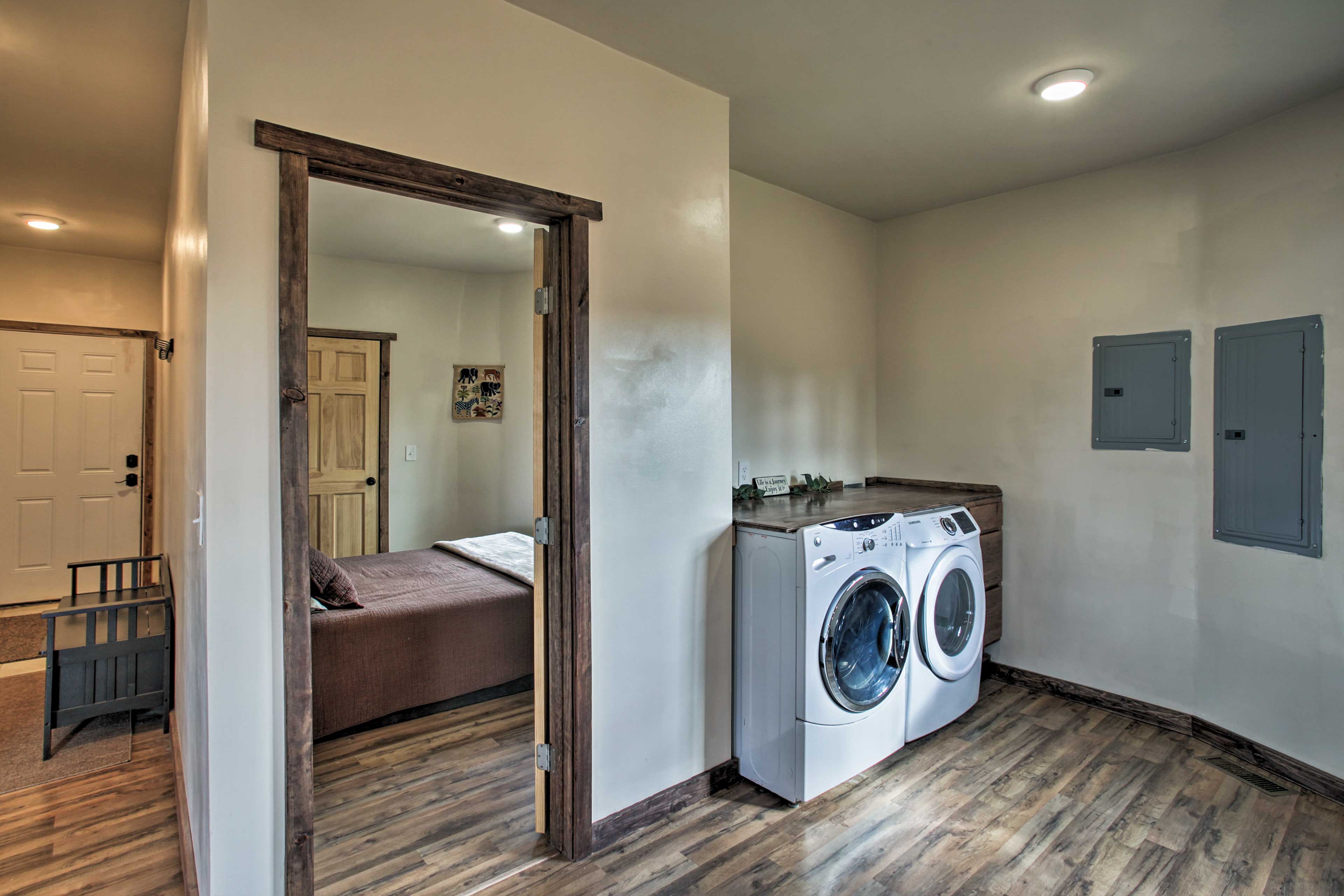 A washer and dryer are provided for your convenience.