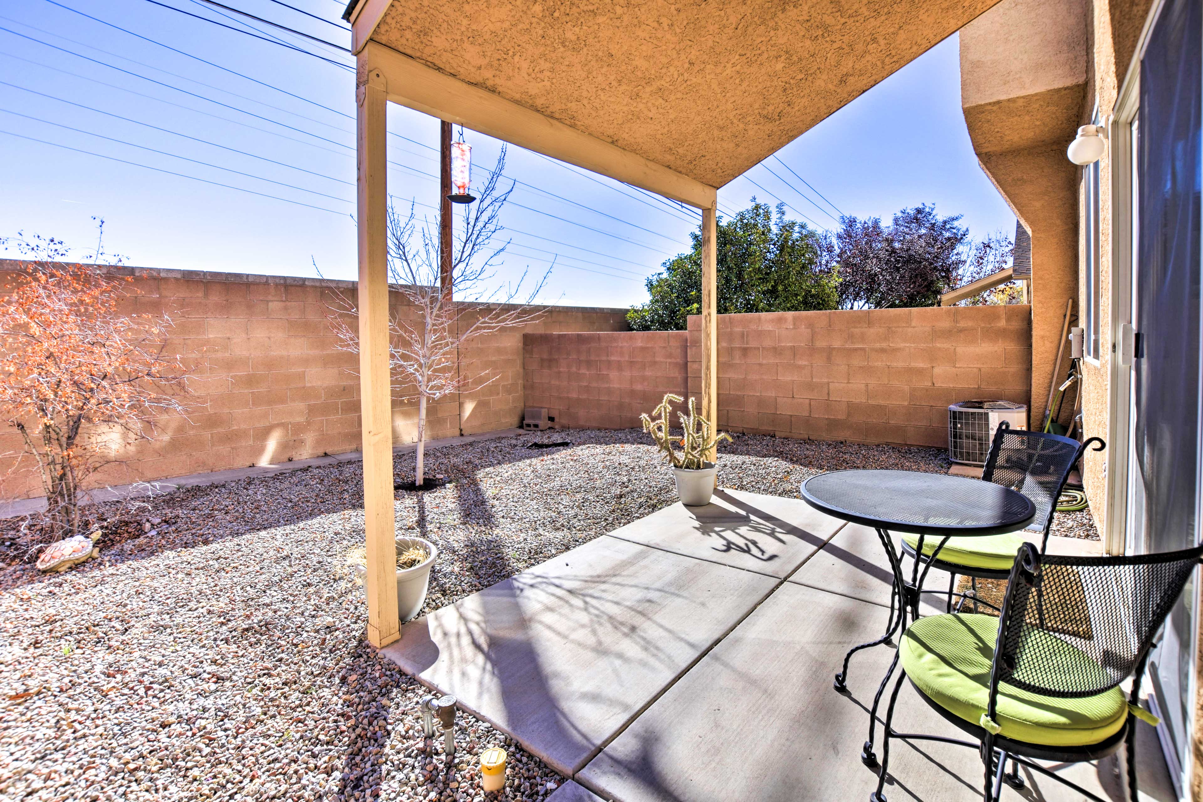 Relax under the wide New Mexico sky in the private backyard of your condo.