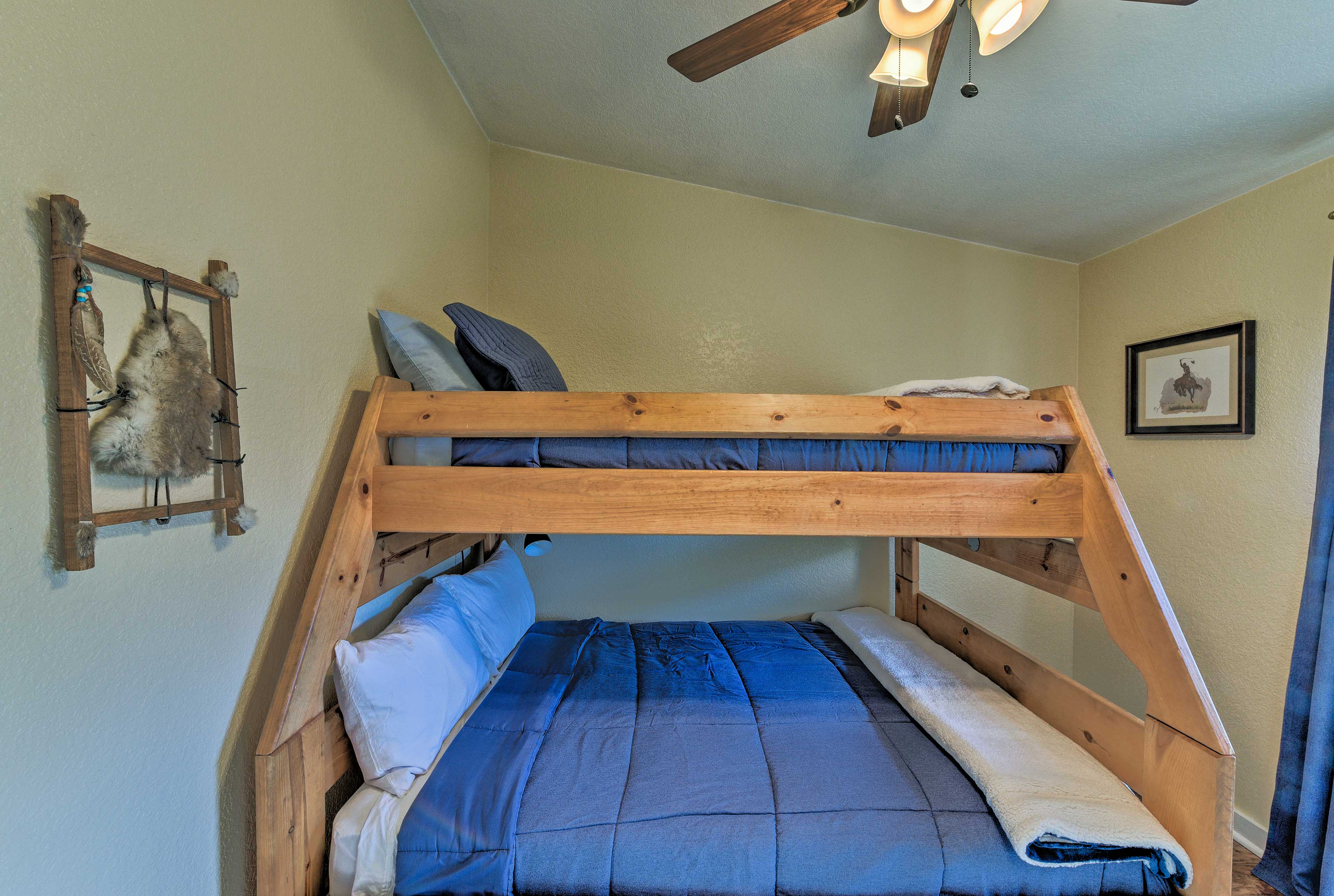 Sleep soundly in this twin-over-full bunk bed.