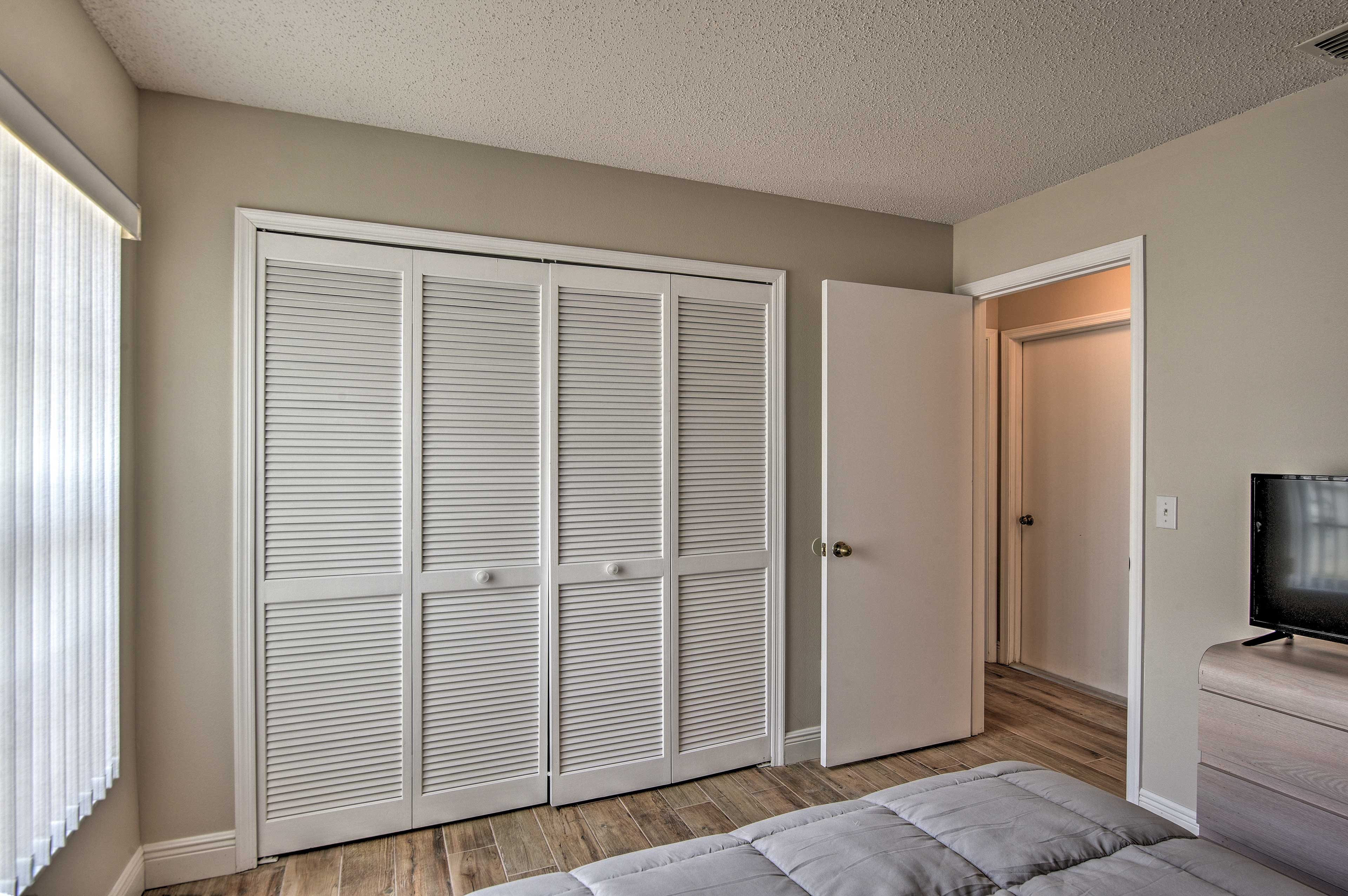 A full bed and double closets complete the room.