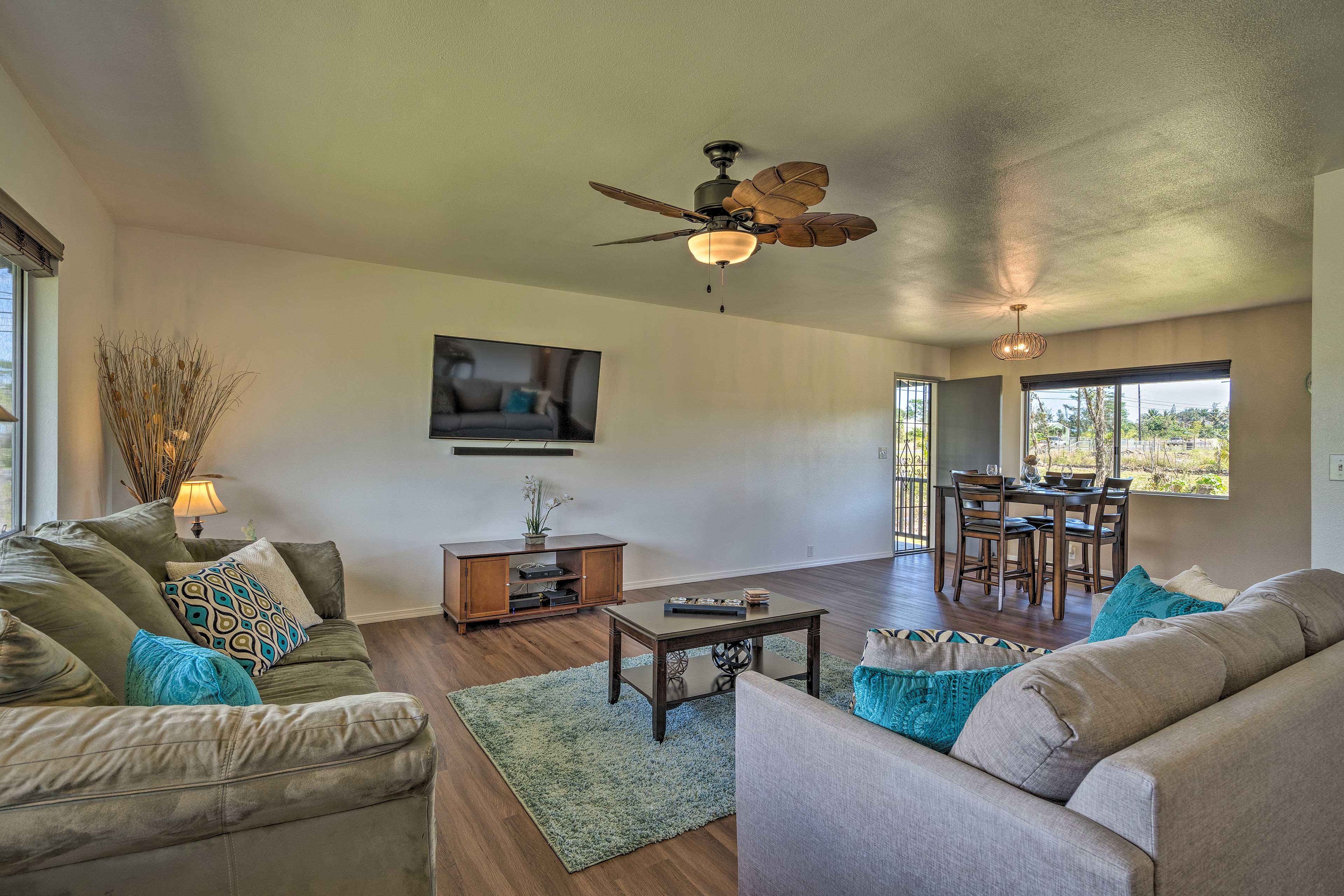 After a day in the sun, retreat to this comfortable living area.