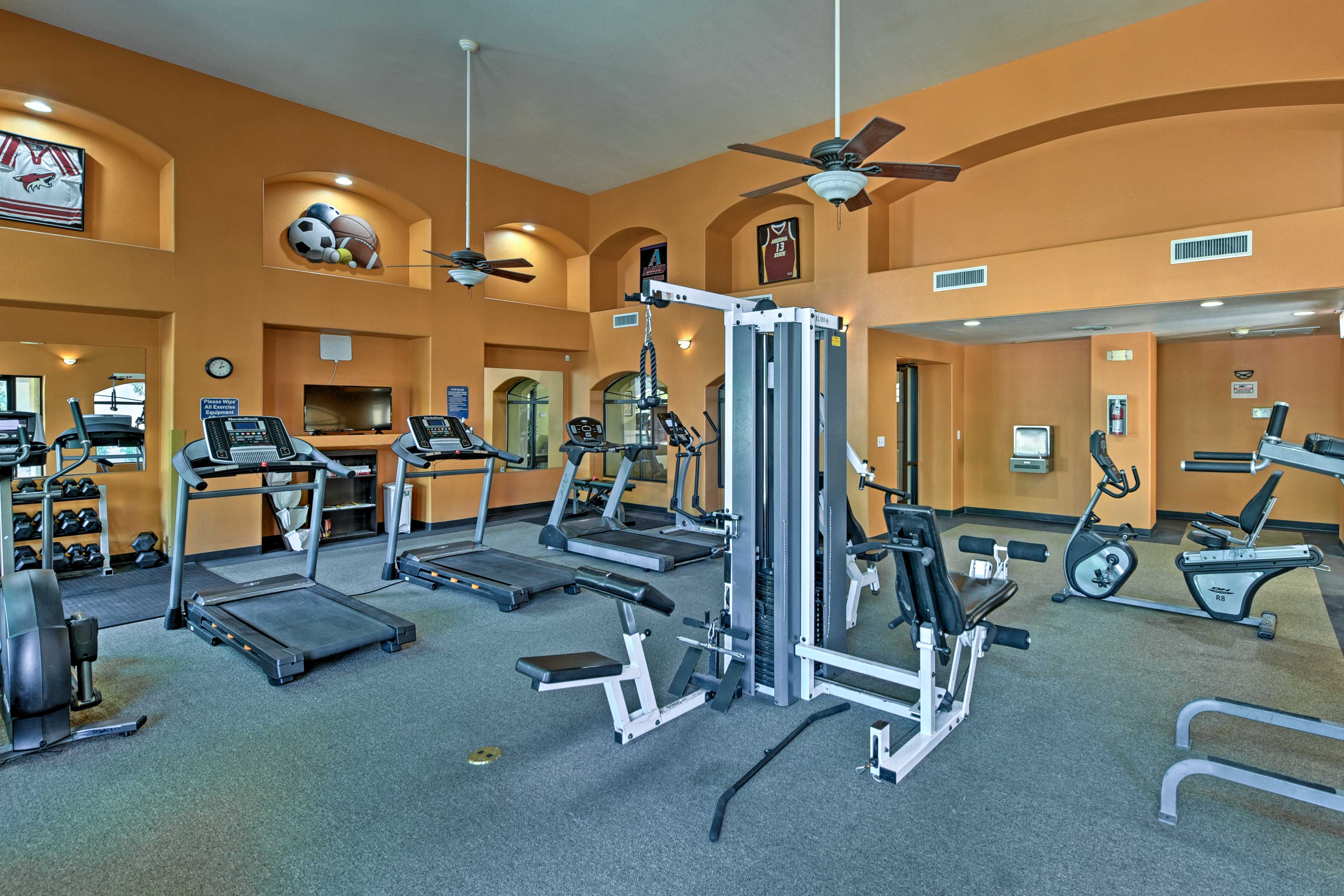 Get a workout in at the community fitness center.