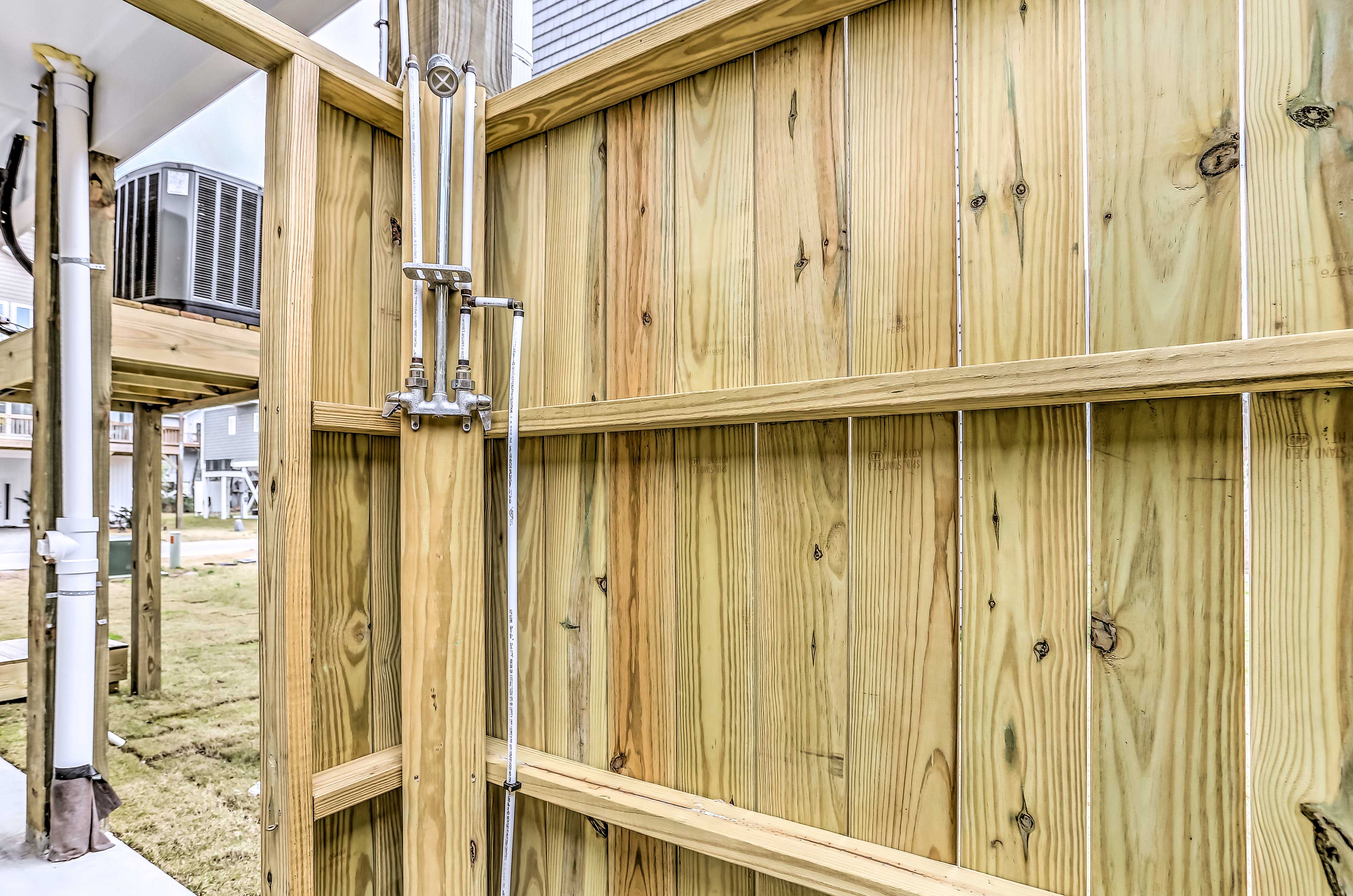 Make good use of the outdoor shower after returning from the shore.