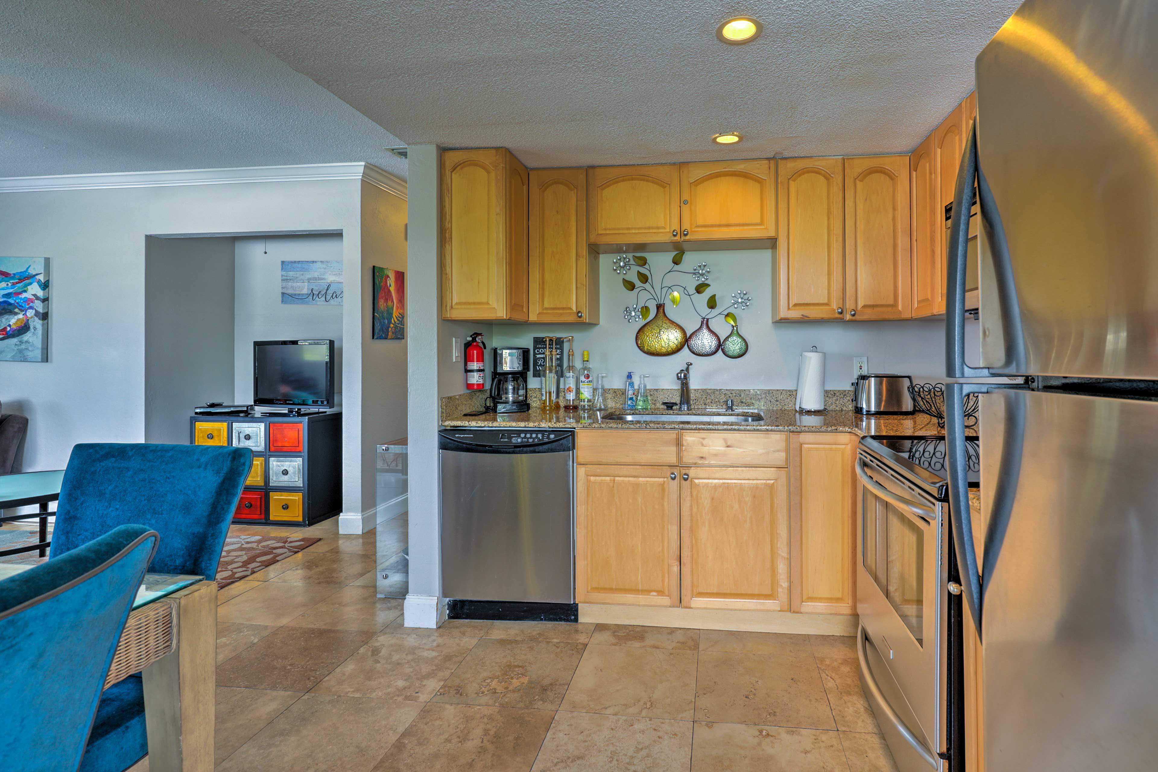 Stainless steel appliances make at-home cooking a breeze.