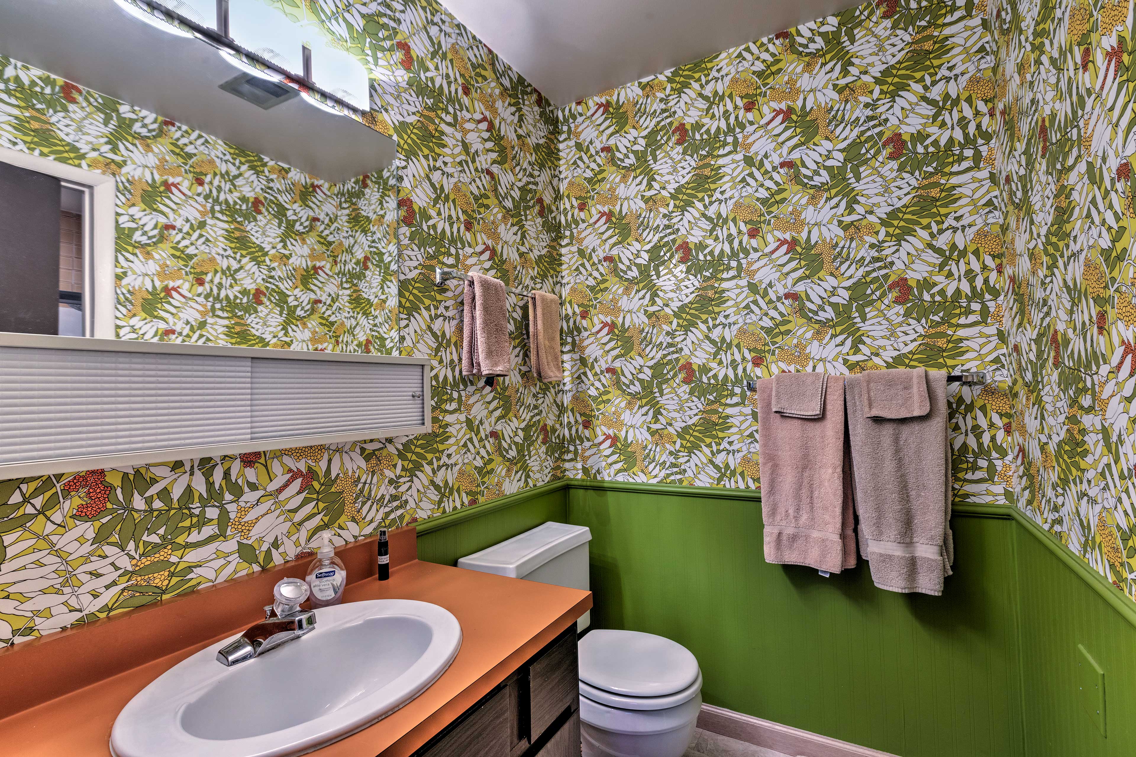 Store your toiletries under the sink and in the cabinet.