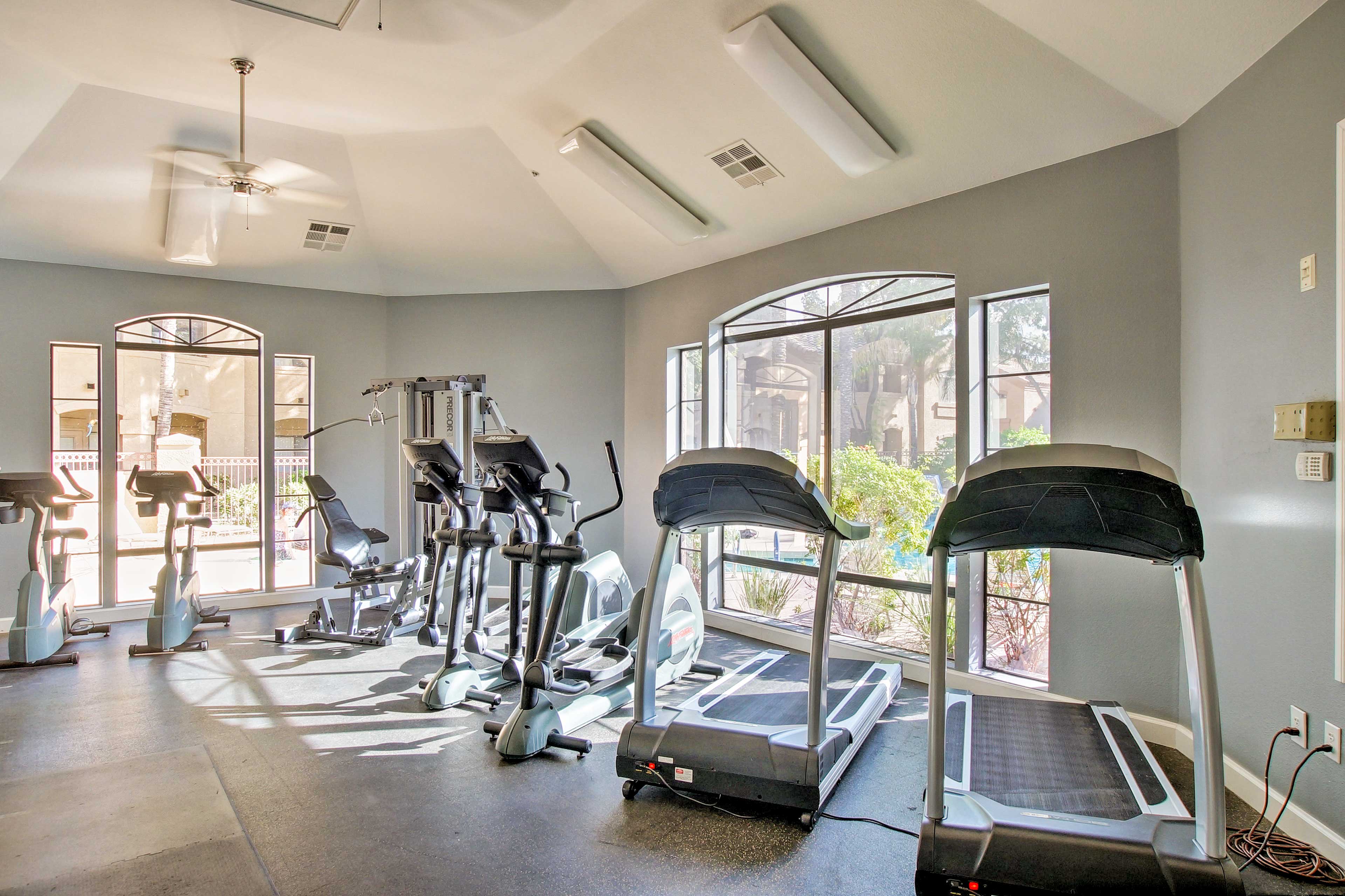 Keep up with your fitness goals in the fitness center.