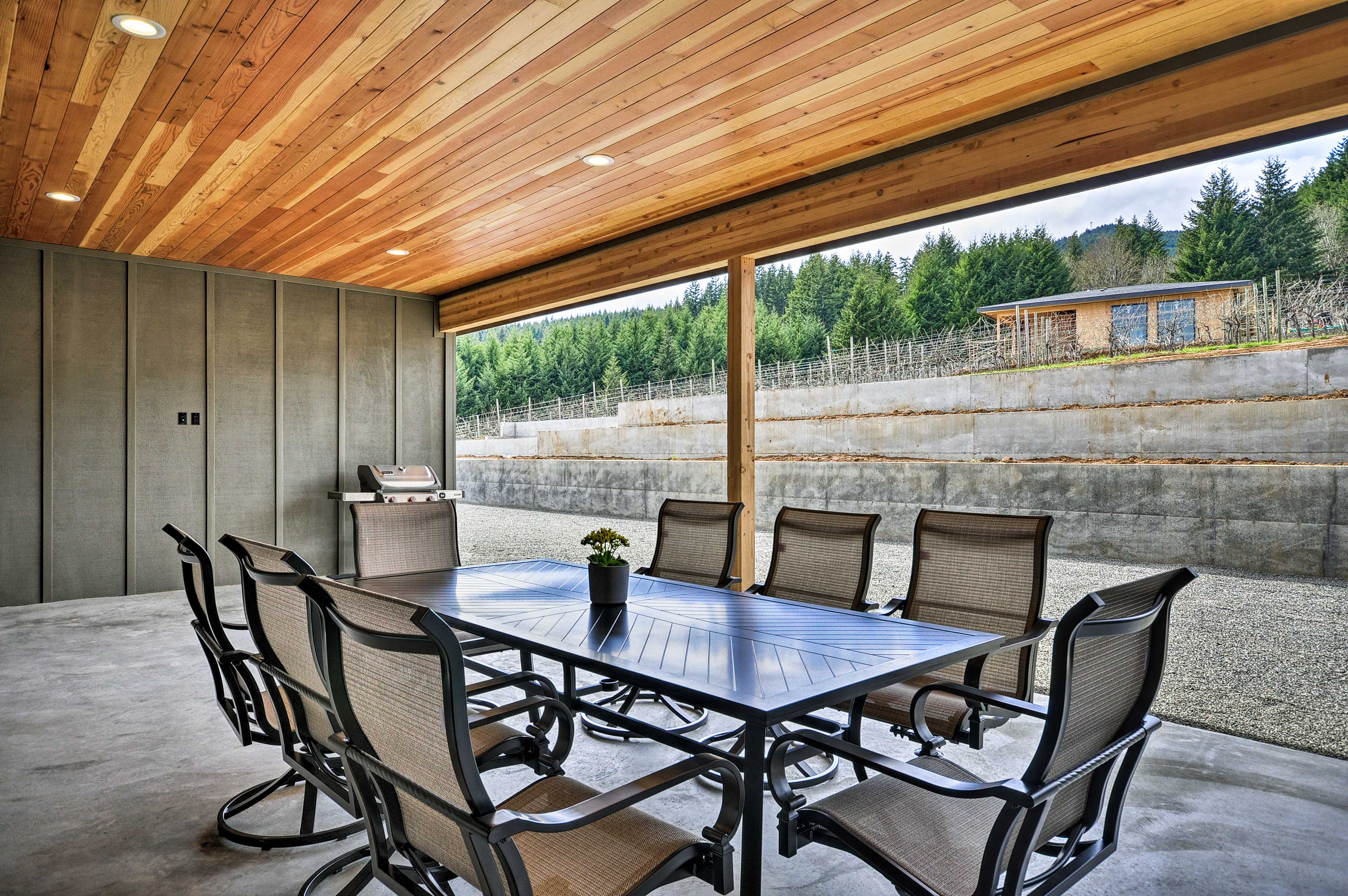 Covered Patio | Outdoor Dining | Gas Grill | Vineyard Views