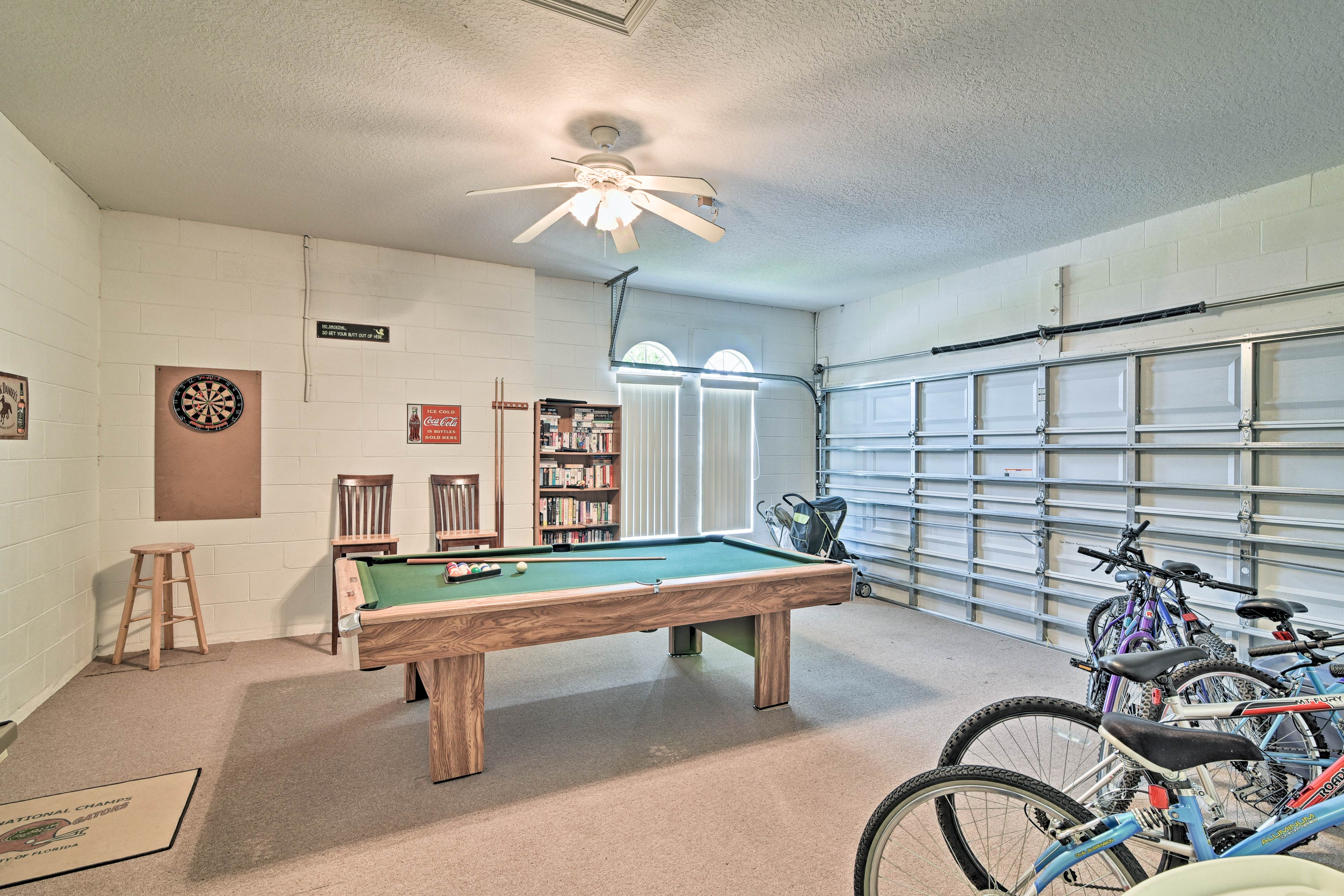 Show off your skills on the garage pool table.